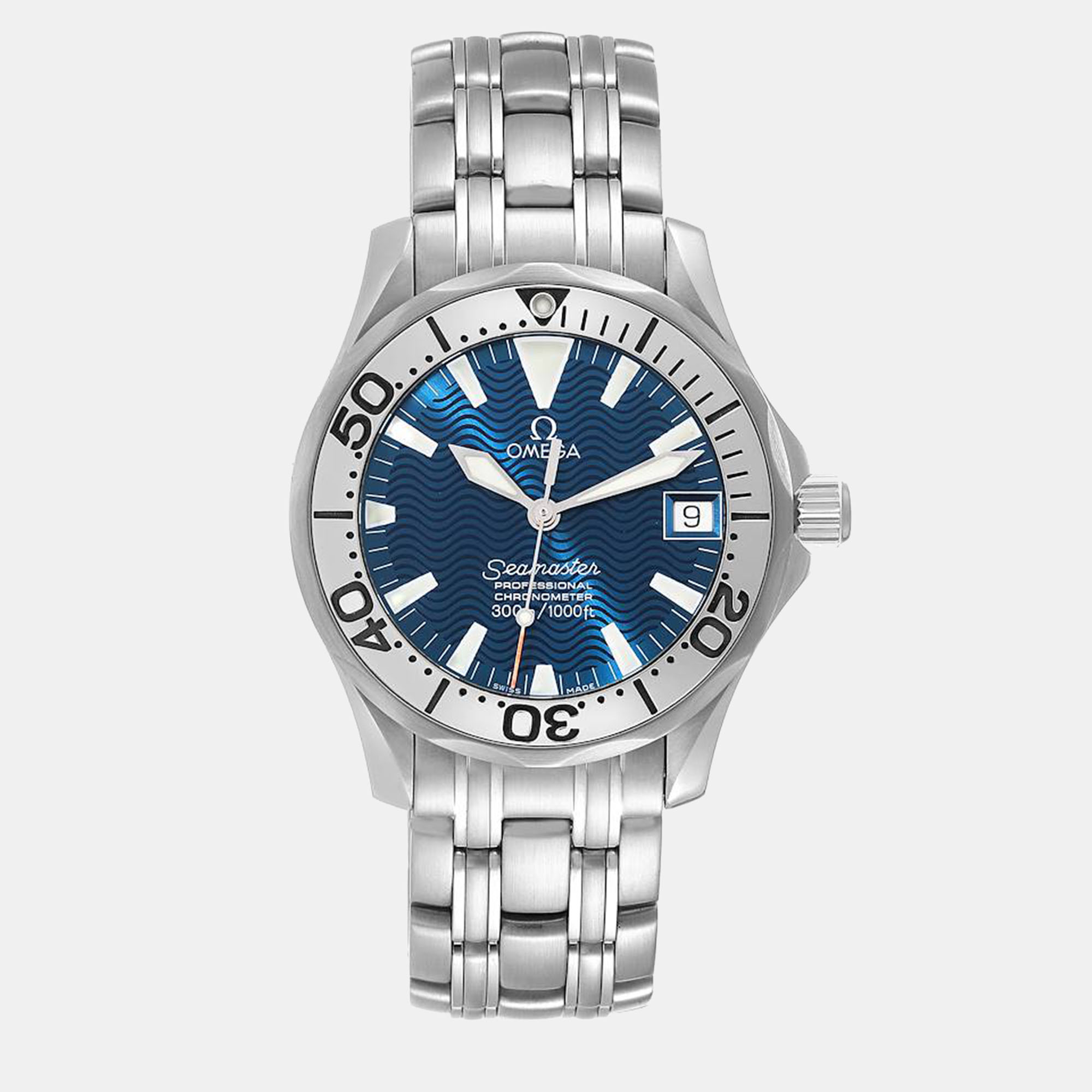 

Omega Blue Stainless Steel Seamaster 2554.80.00 Automatic Men's Wristwatch 36.25 mm