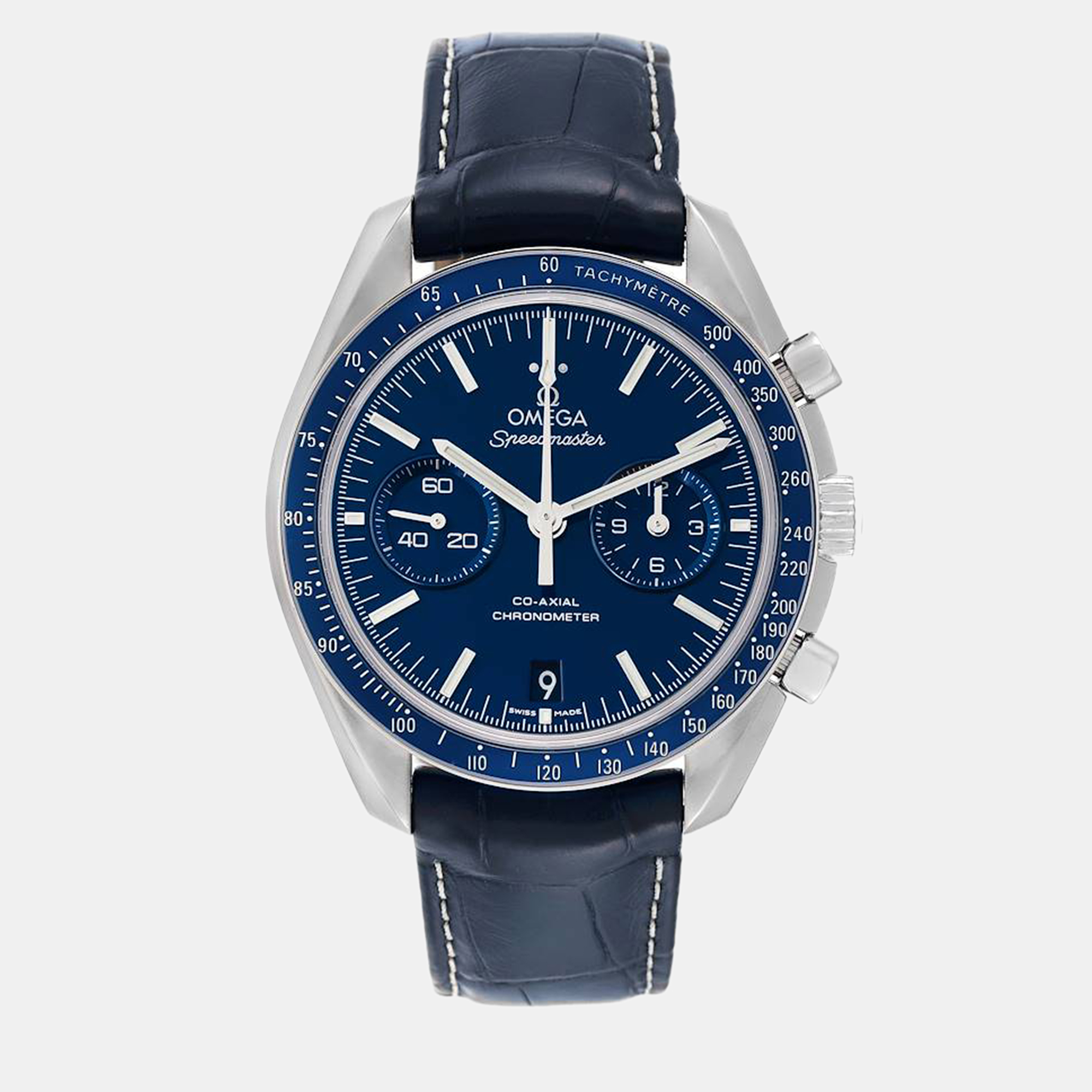 Pre-owned Omega Blue Titanium Speedmaster 311.93.44.51.03.001 Automatic Men's Wristwatch 44.25 Mm