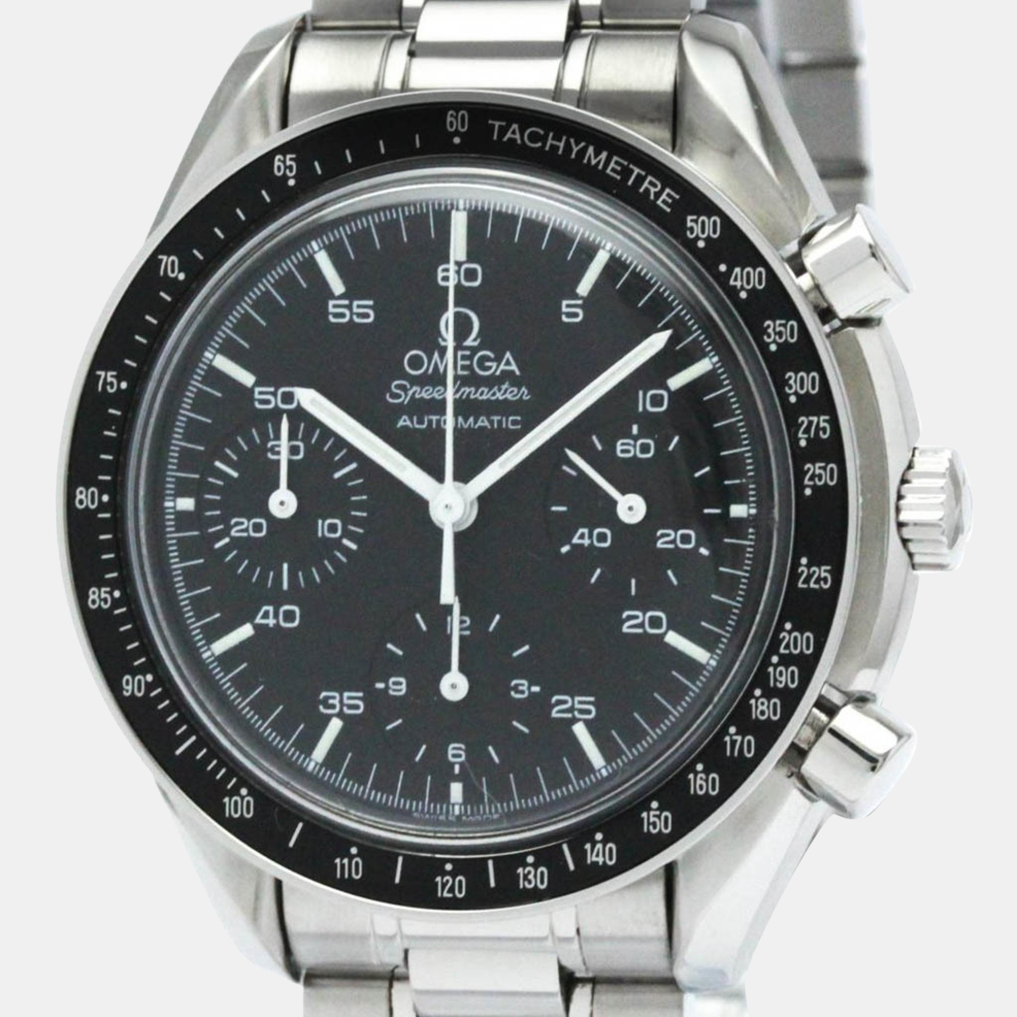 Pre-owned Omega Black Stainless Steel Speedmaster 3510.50.00 Automatic Men's Wristwatch 39 Mm
