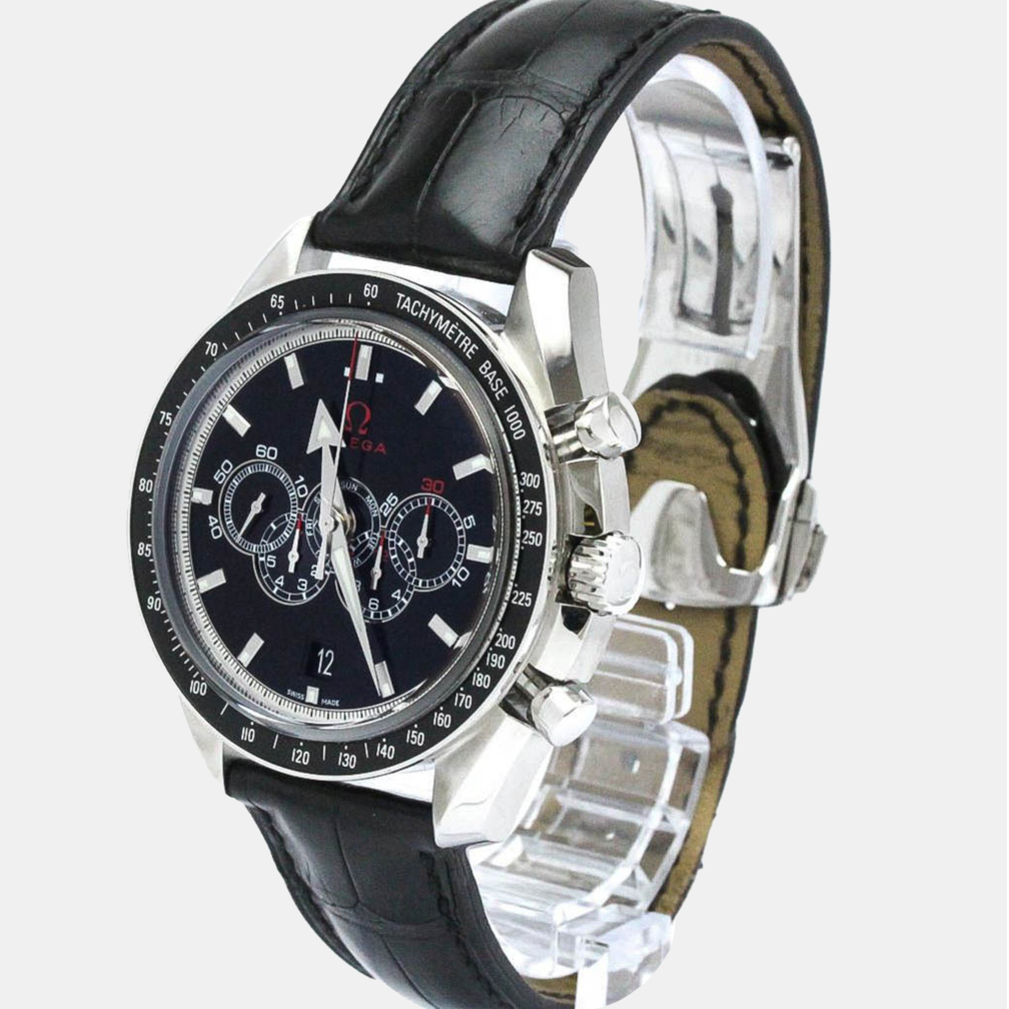 

Omega Black Stainless Steel Speedmaster Broad Arrow 321.33.44.52.01.001 Automatic Men's Wristwatch 44 mm