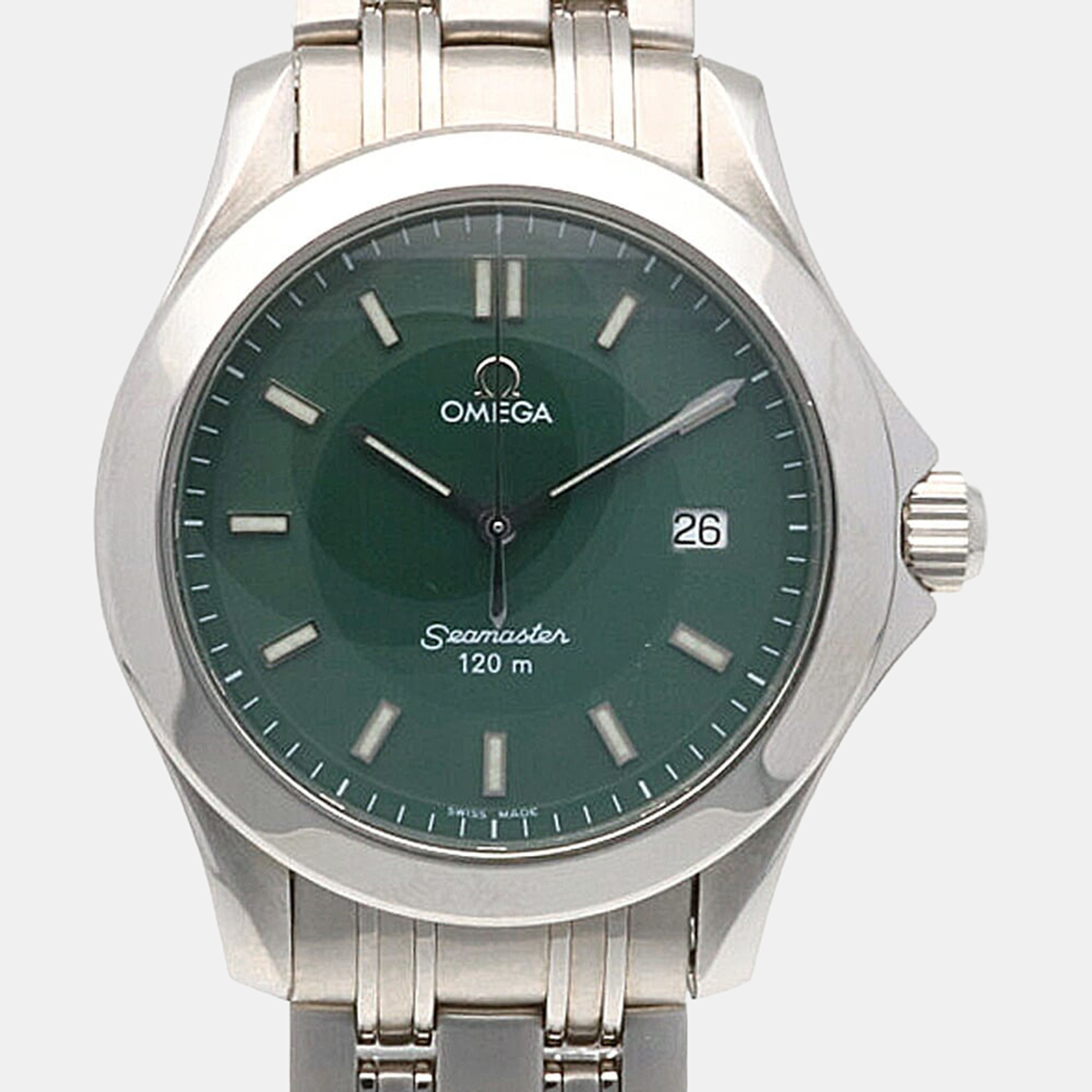 

Omega Green Stainless Steel Seamaster Quartz Men's Wristwatch 36 mm
