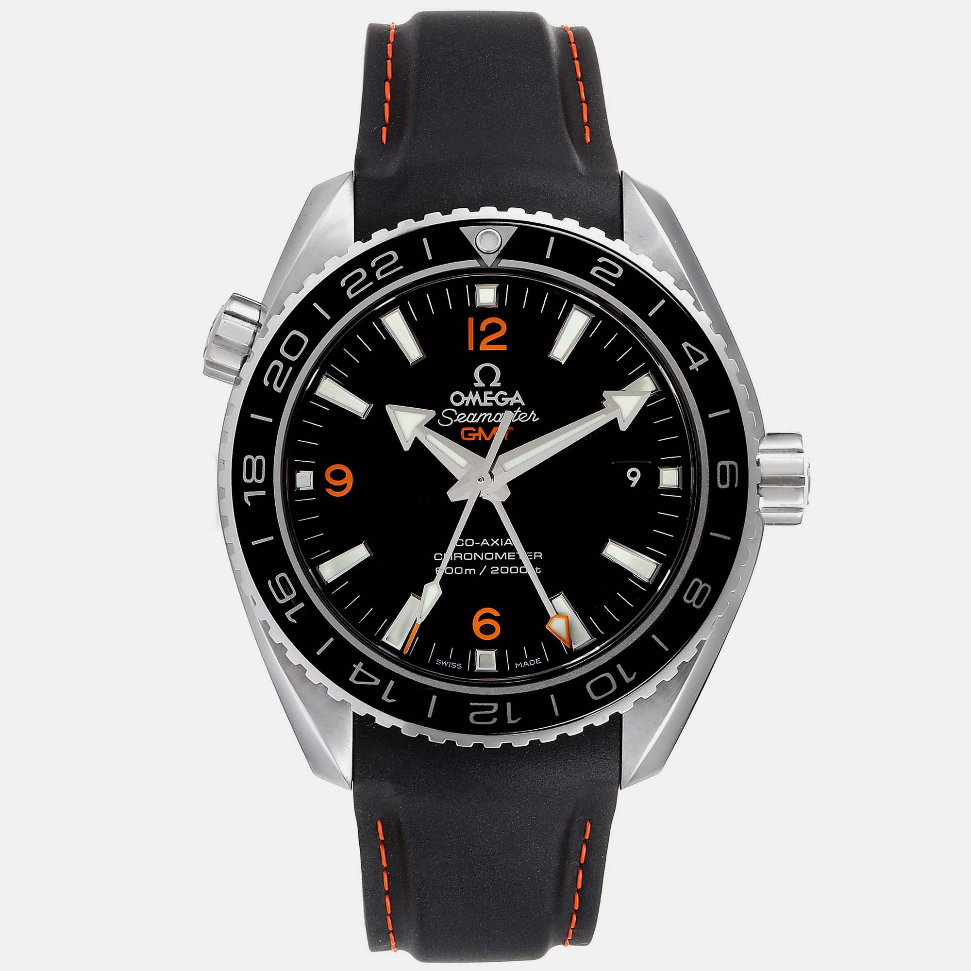 Pre-owned Omega Black Stainless Steel Seamaster Planet Ocean 232.32.44.22.01.002 Automatic Men's Wristwatch 43.5 Mm