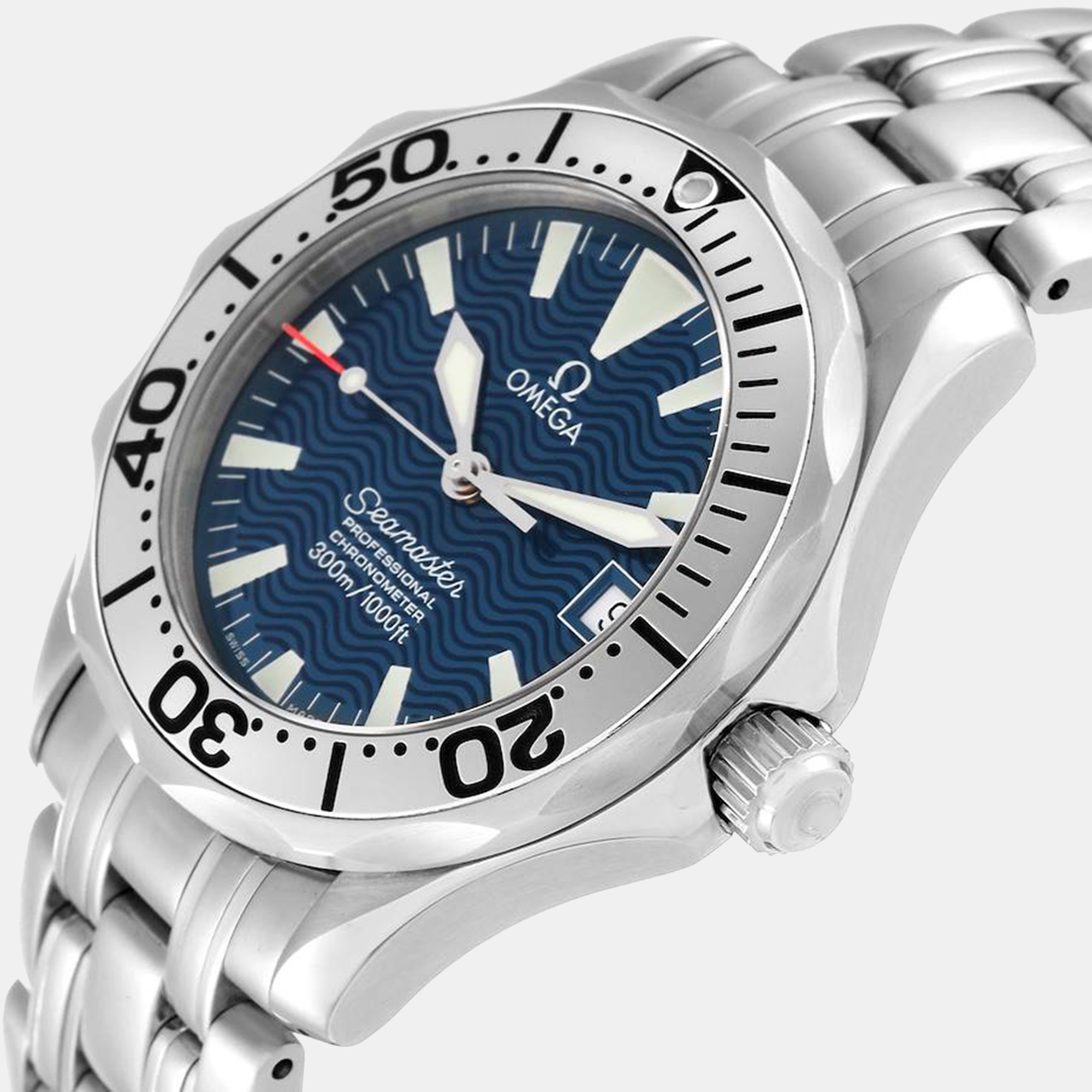 

Omega Blue Stainless Steel Seamaster 2253.80.00 Automatic Men's Wristwatch 36 mm