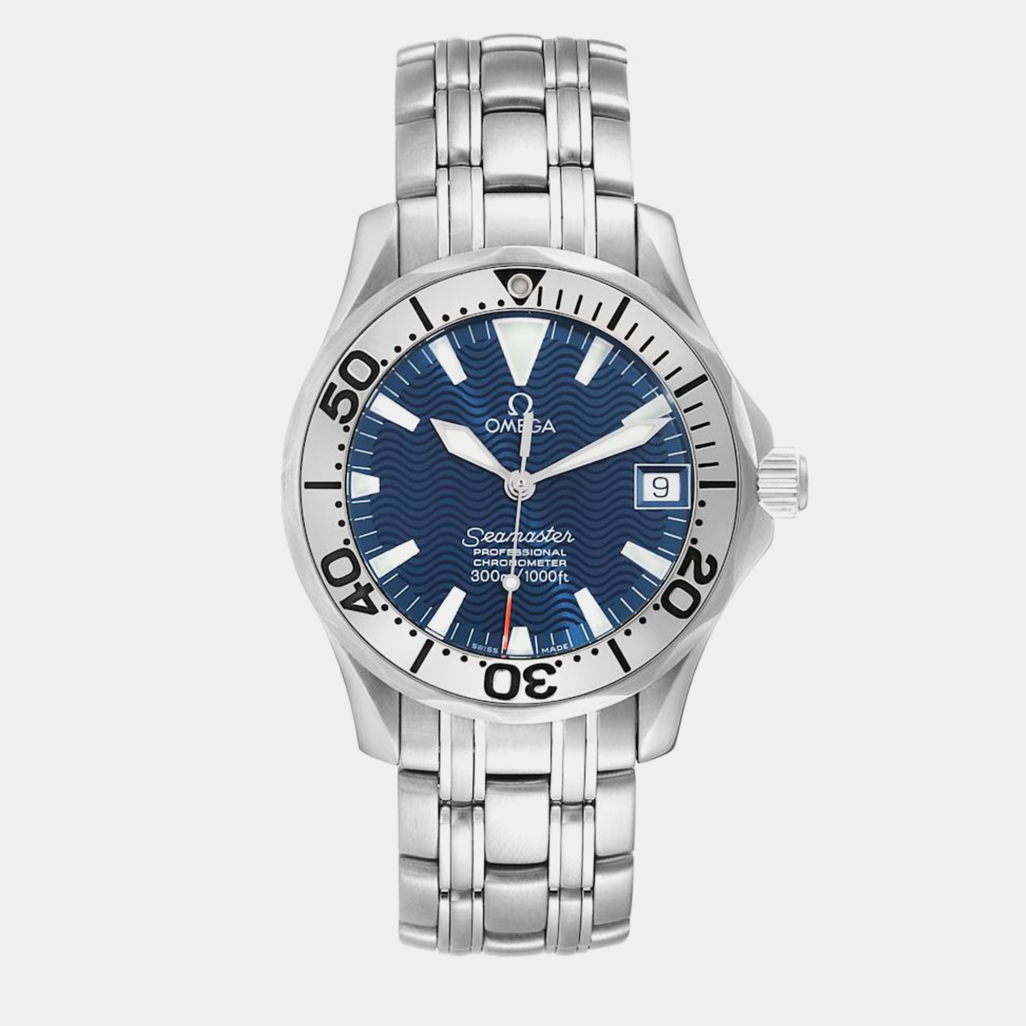 

Omega Blue Stainless Steel Seamaster 2554.80.00 Automatic Men's Wristwatch 36.25 mm