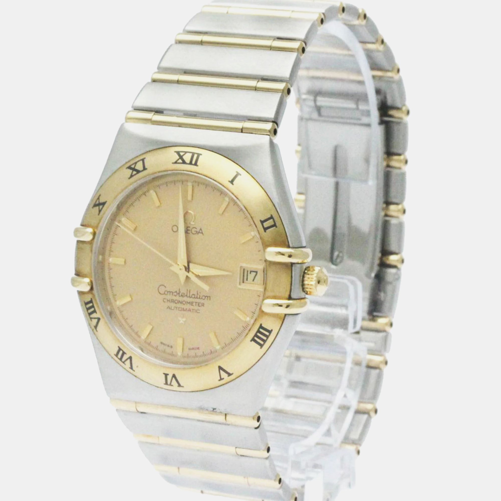 

Omega Gold 18k Yellow Gold Stainless Steel Constellation 1202.10 Automatic Men's Wristwatch 36 mm