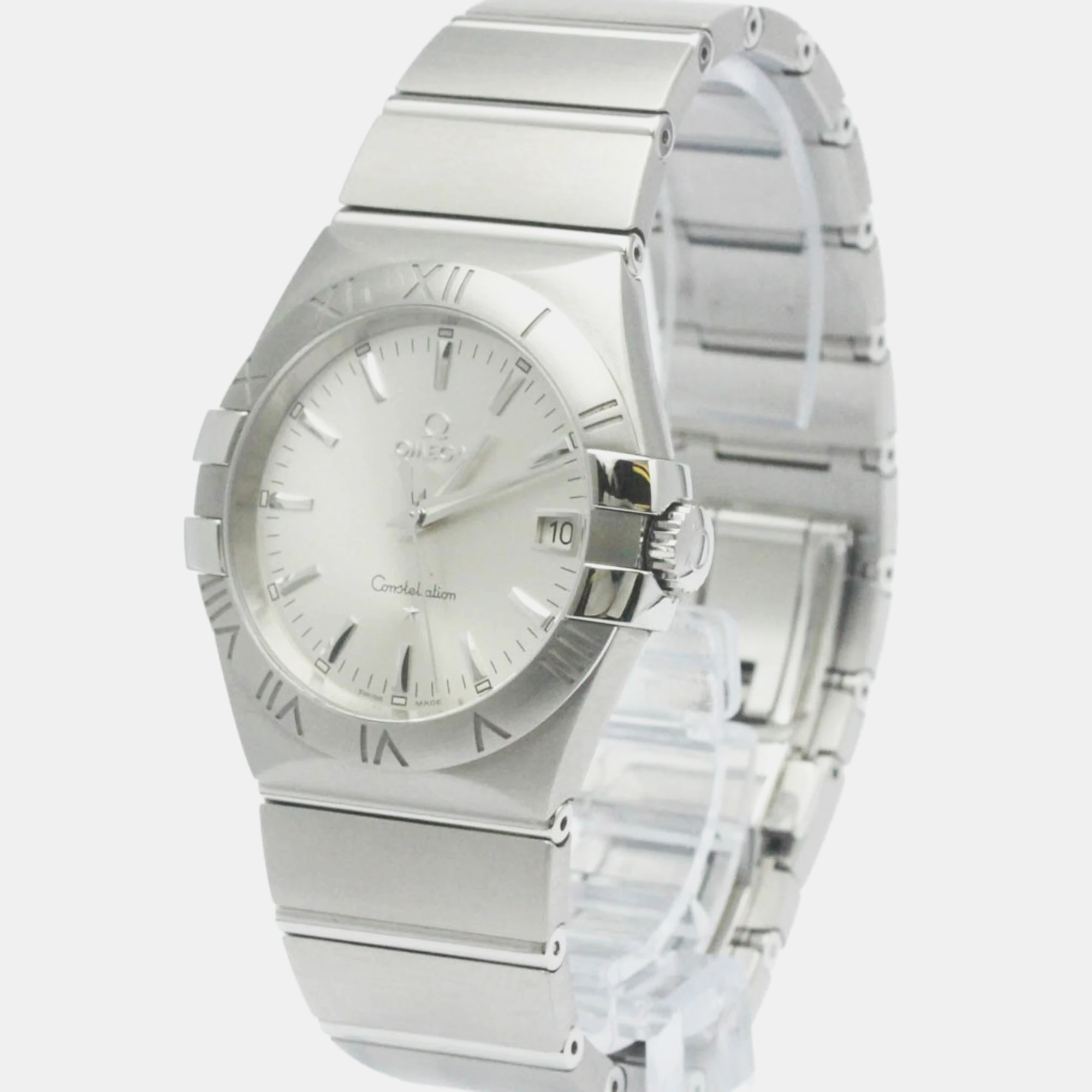 

Omega Silver Stainless Steel Constellation 123.10.35.60.02.001 Quartz Men's Wristwatch 35 mm