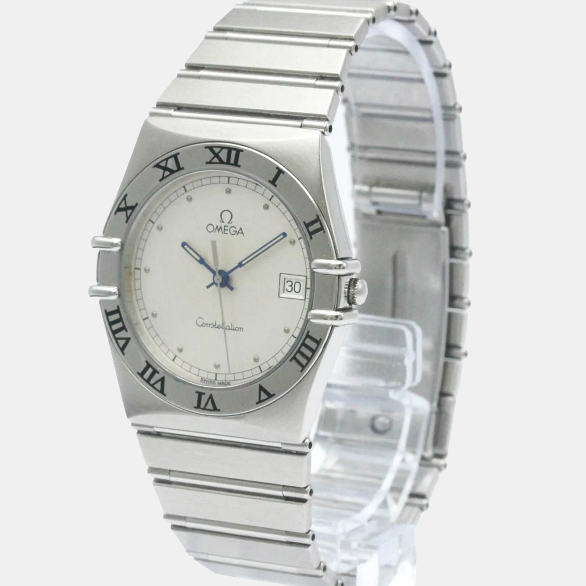 

Omega Silver Stainless Steel Constellation 396.1070 Quartz Men's Wristwatch 33 mm