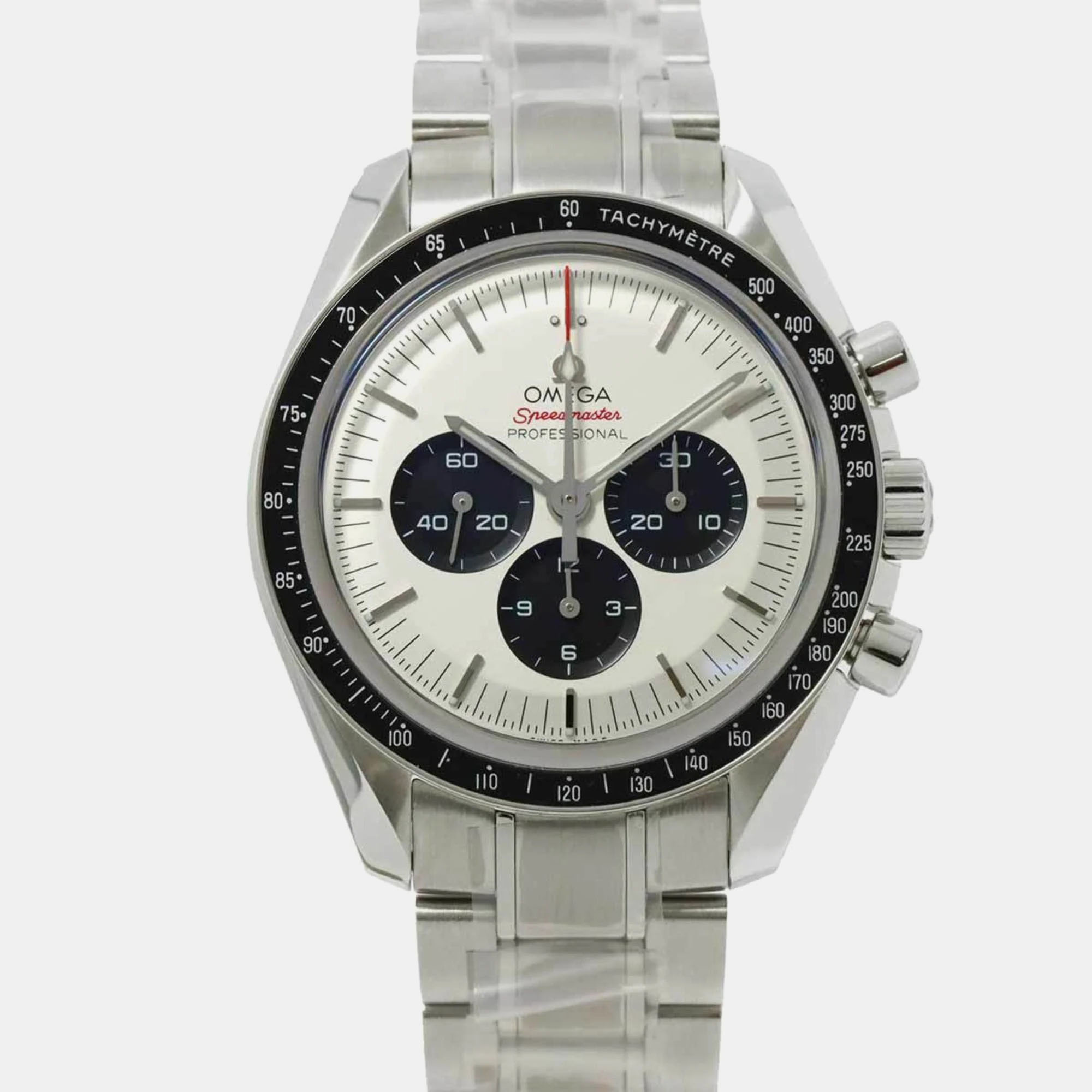 Pre-owned Omega White Stainless Steel Speedmaster 522.30.42.30.04.001 Manual Winding Men's Wristwatch 42 Mm