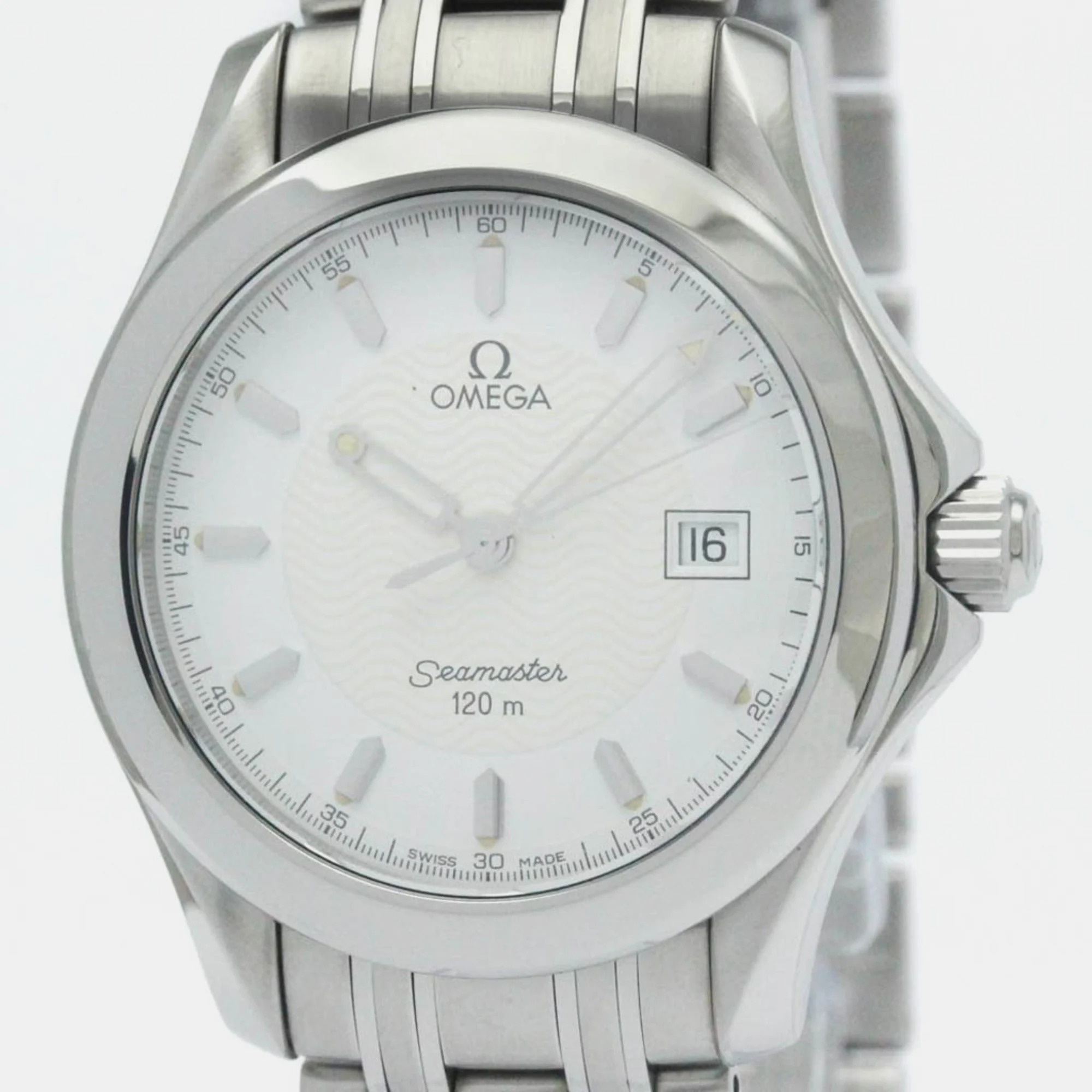 Pre-owned Omega White Stainless Steel Seamaster 2511.21 Quartz Men's Wristwatch 36 Mm