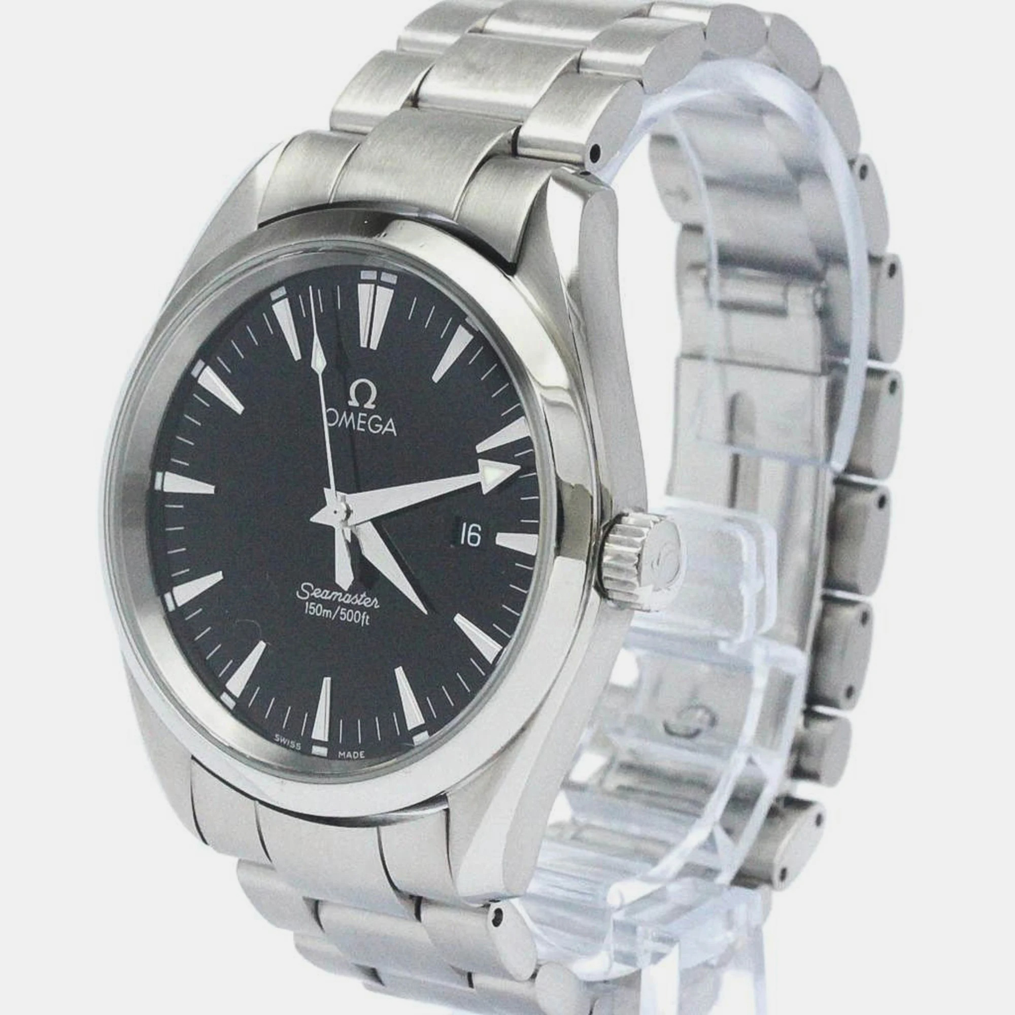 

Omega Black Stainless Steel Seamaster Aqua Terra 2517.50 Quartz Men's Wristwatch 39 mm