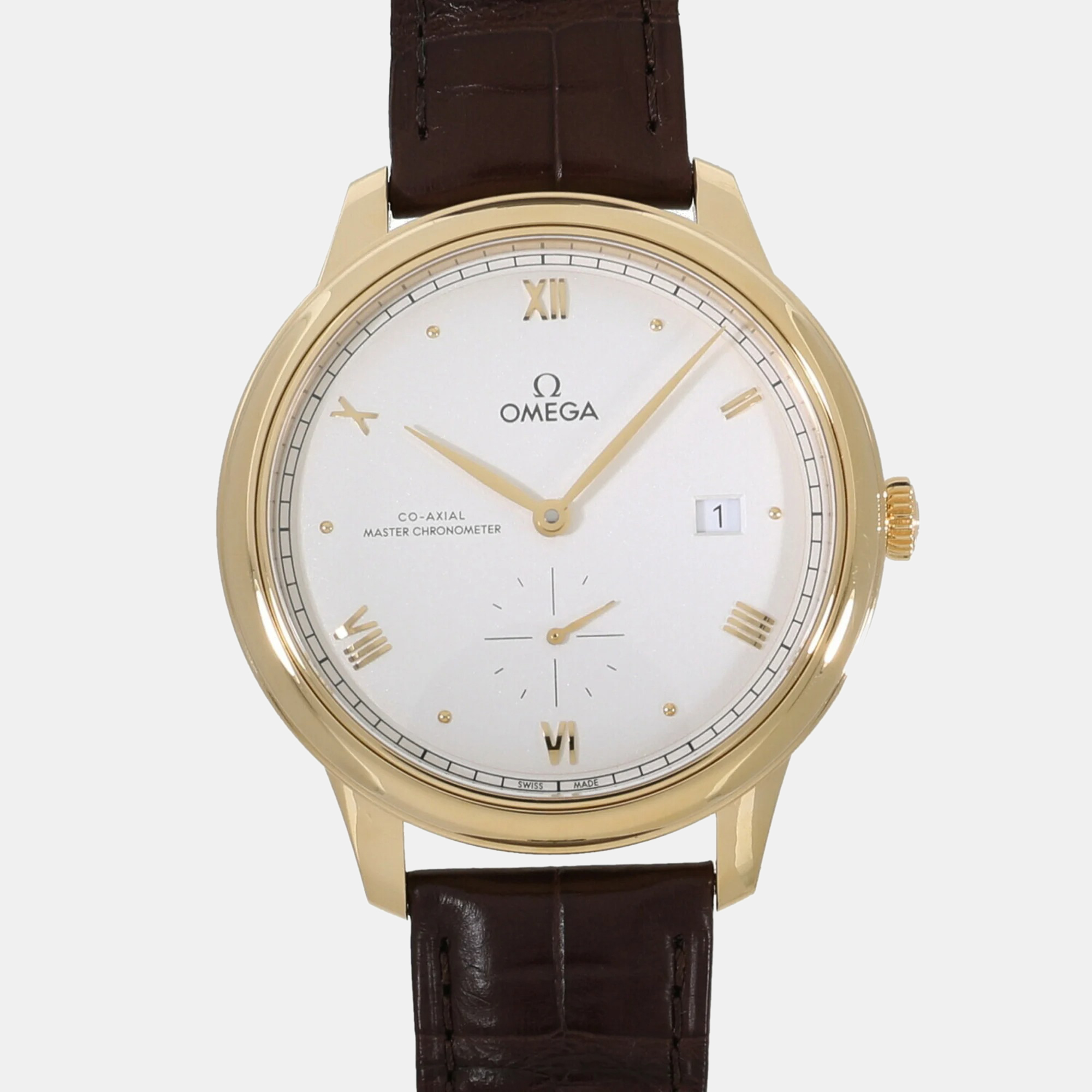 

Omega Silver 18k Yellow Gold De Ville Prestige 434.53.41.20.02.001 Automatic Men's Wristwatch 41 mm