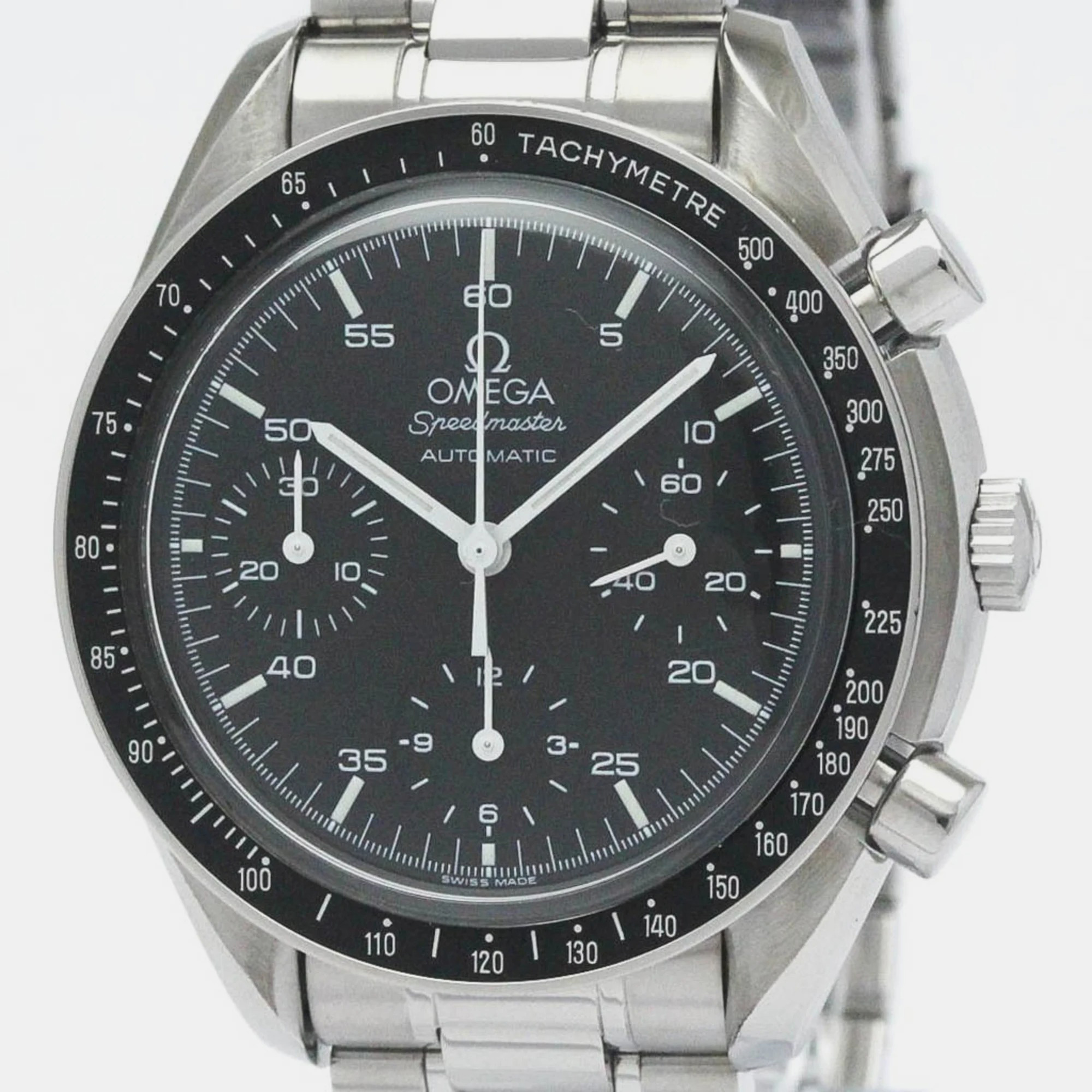 Pre-owned Omega Black Stainless Steel Speedmaster 3510.50 Automatic Men's Wristwatch 39 Mm