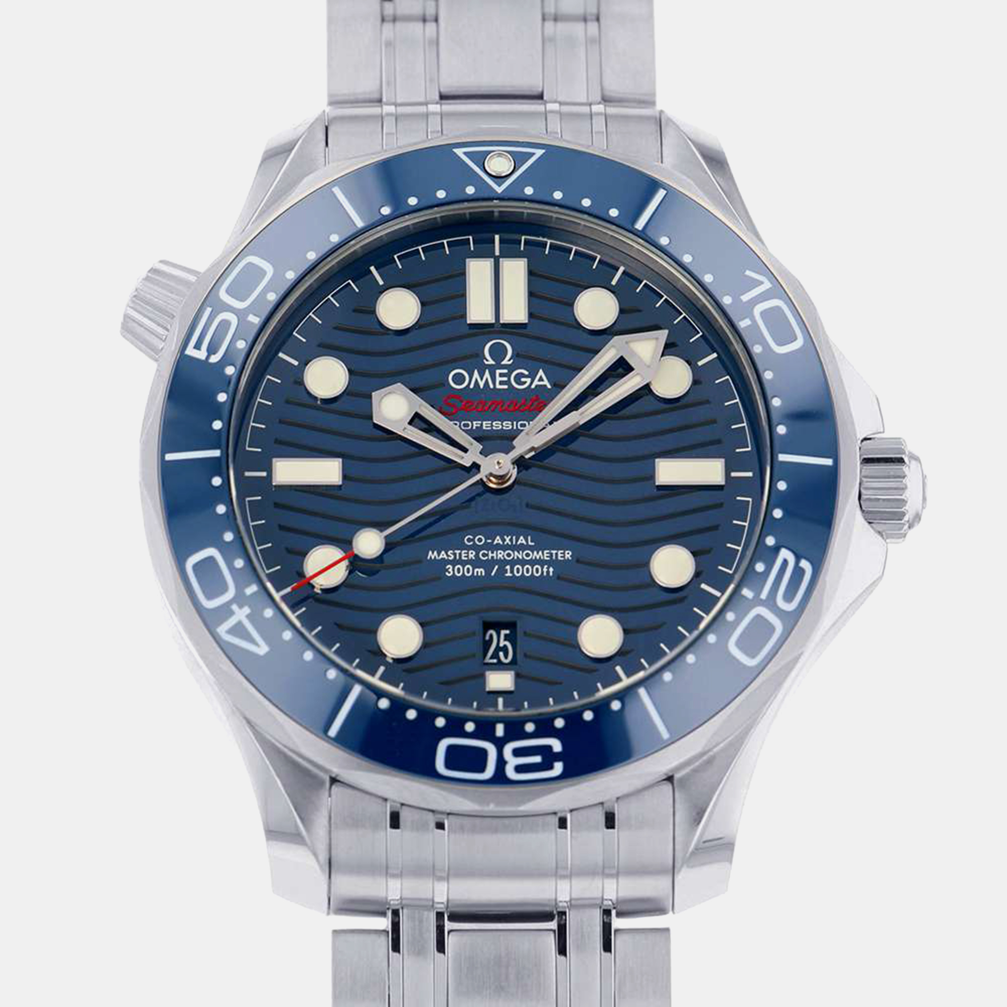 Pre-owned Omega Blue Stainless Steel Seamaster 210.30.42.20.03.001 Automatic Men's Wristwatch 42 Mm