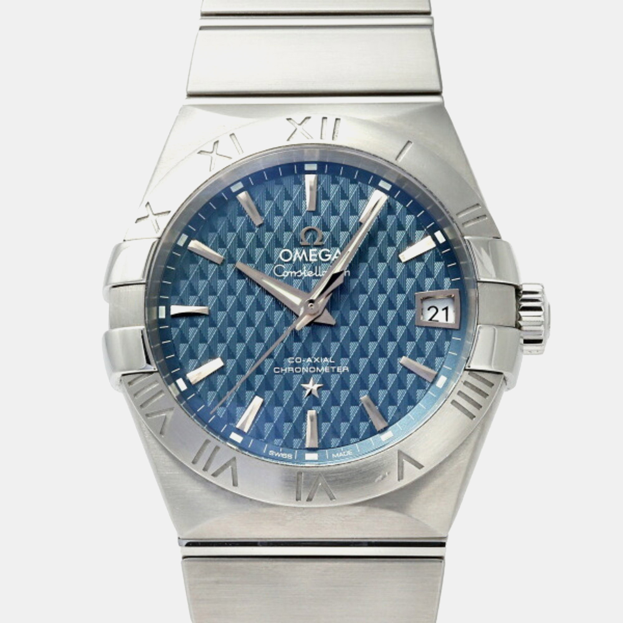 Omega Blue Stainless Steel Constellation Automatic Men's Wristwatch 38 mm