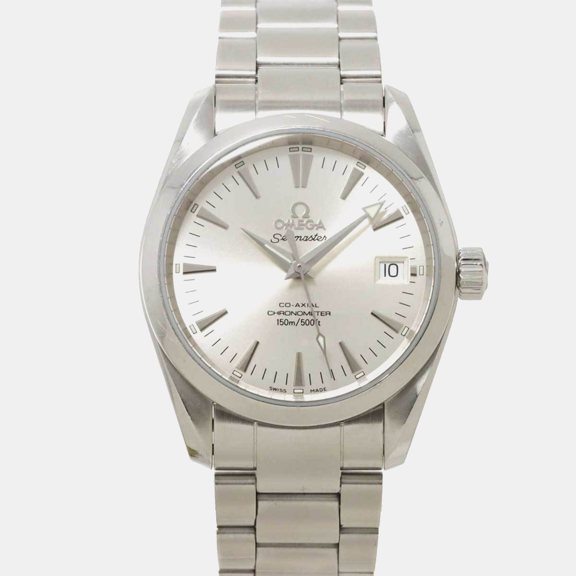 

Omega Silver Stainless Steel Seamaster Aqua Terra Automatic Men's Wristwatch
