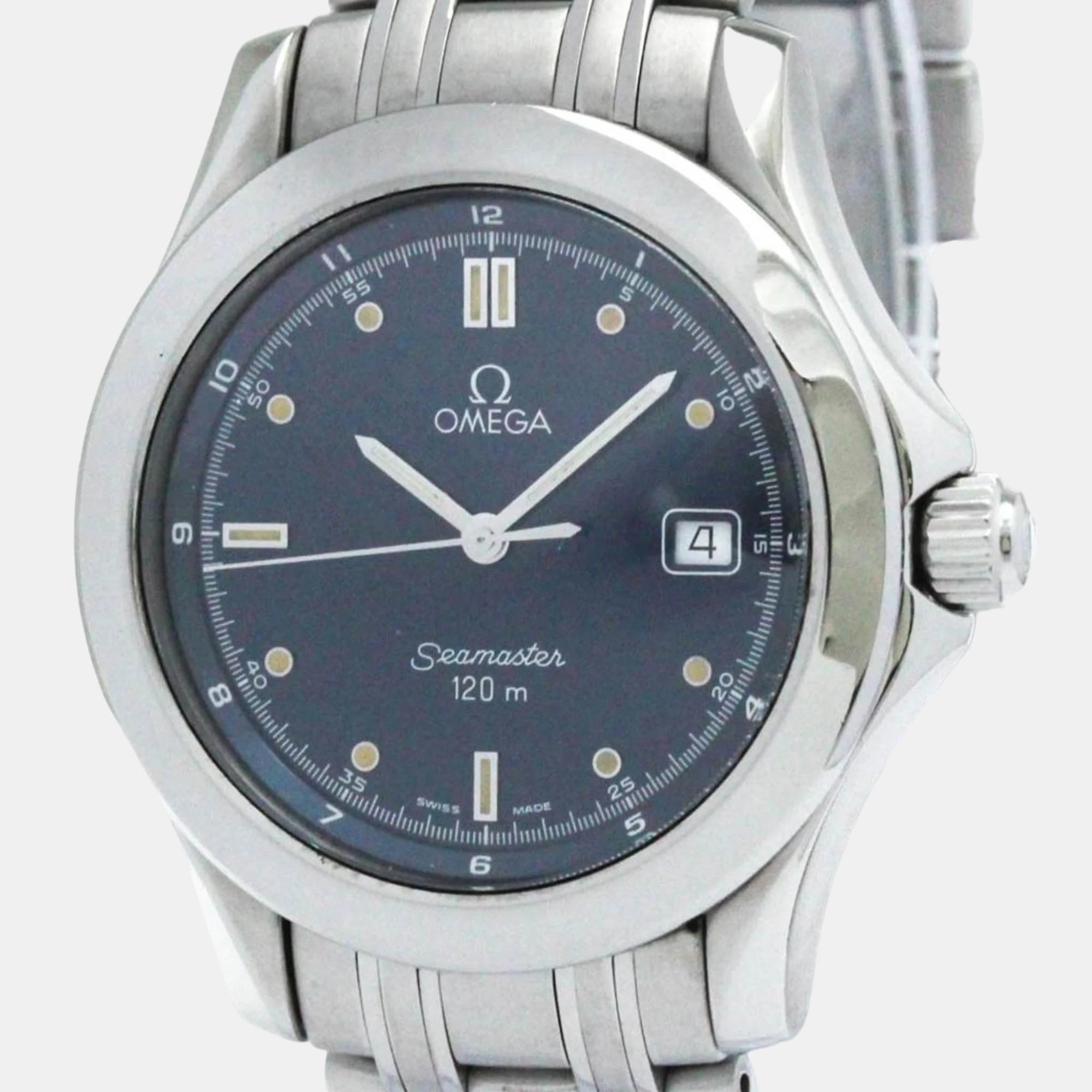 

Omega Blue Stainless Steel Seamaster 2511.80 Quartz Men's Wristwatch 36 mm