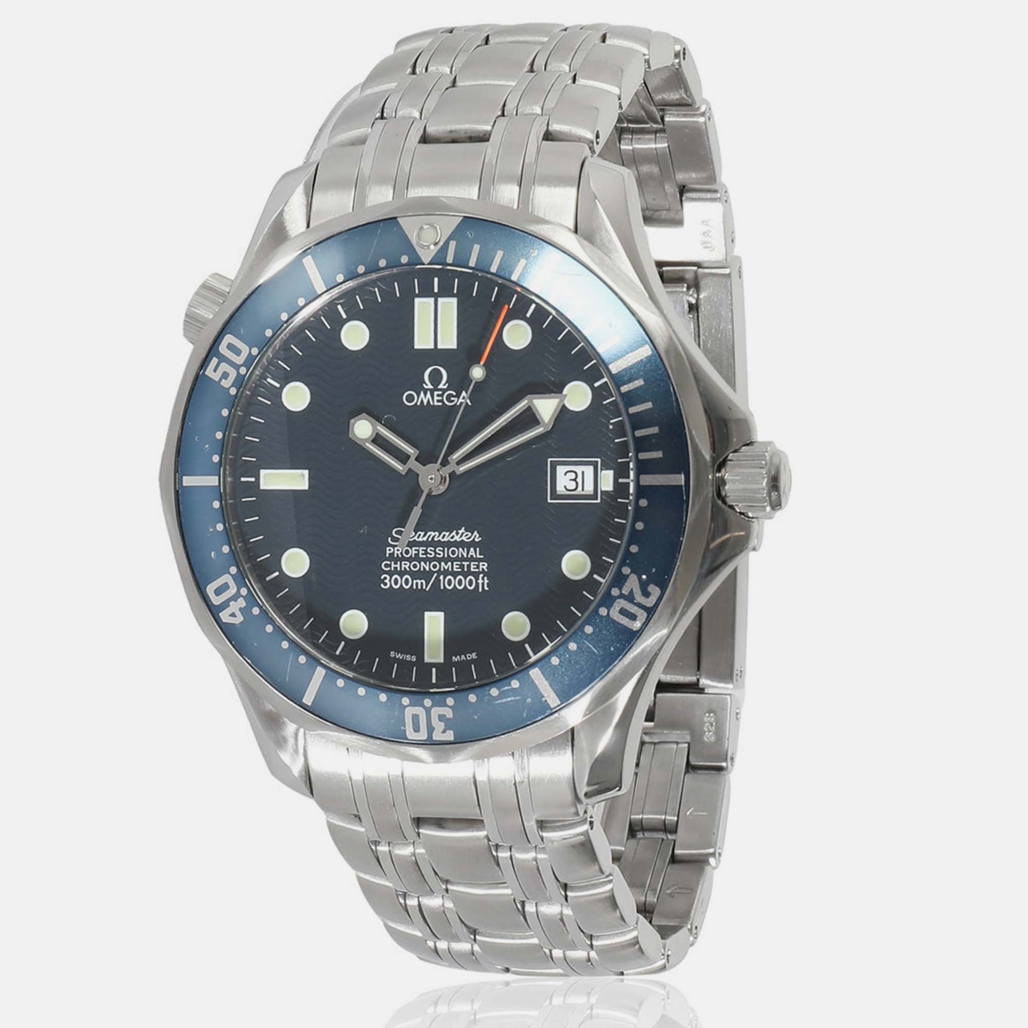 

Omega Blue Stainless Steel Seamaster Professional Automatic Men's Wristwatch 41 mm
