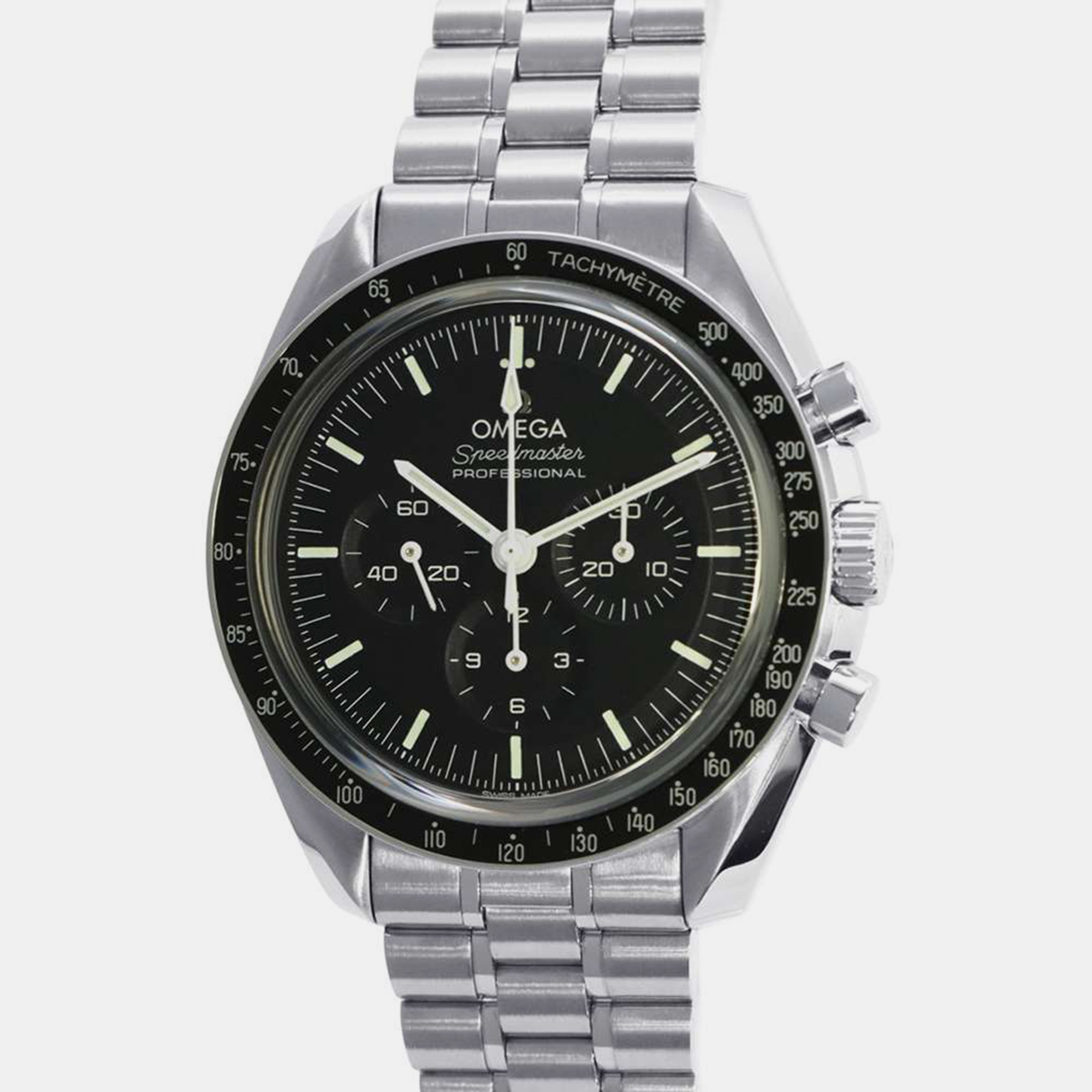 

Omega Black Stainless Steel Speedmaster Moonwatch Manual Winding Men's Wristwatch 42 mm