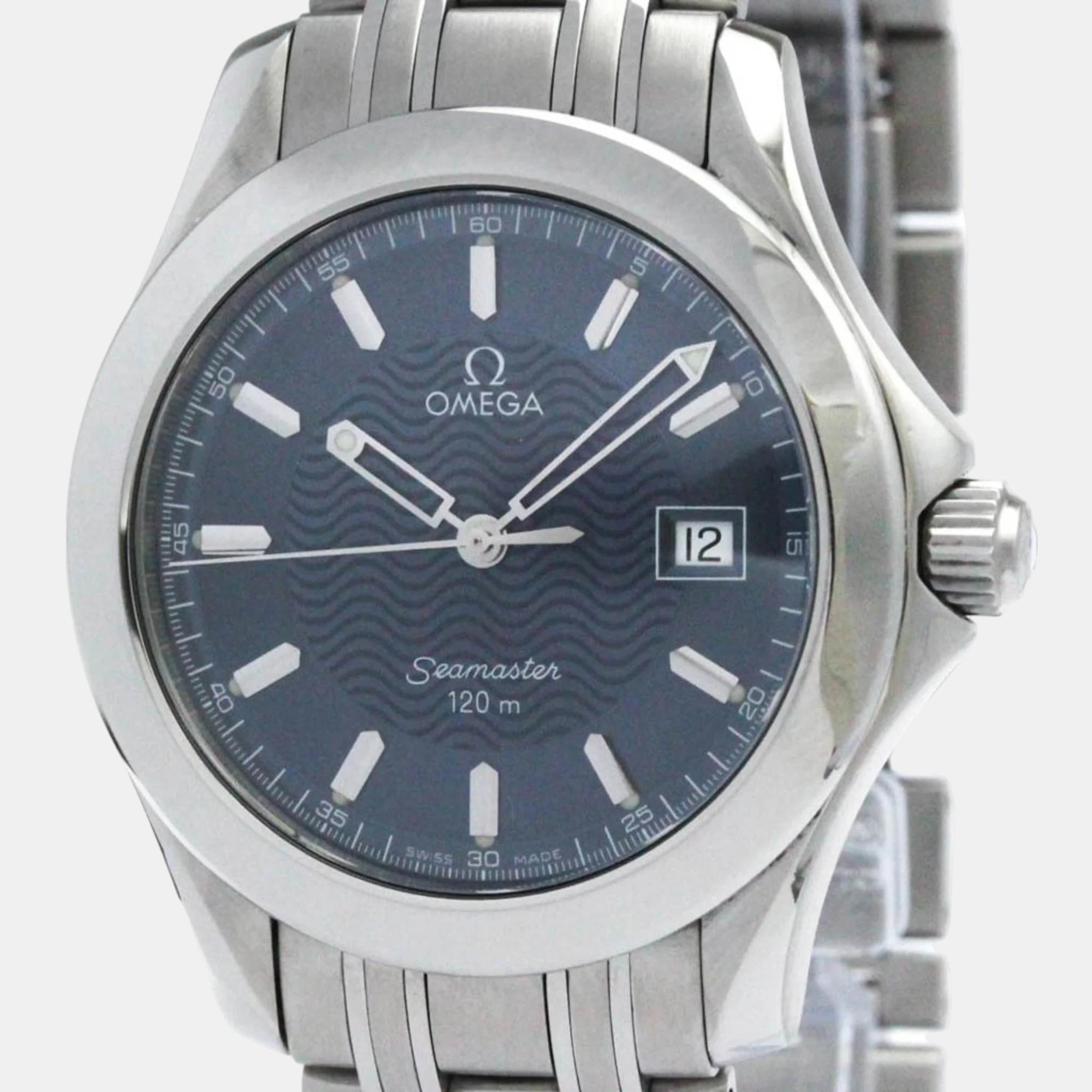 

Omega Blue Stainless Steel Seamaster 2511.81 Quartz Men's Wristwatch 36 mm