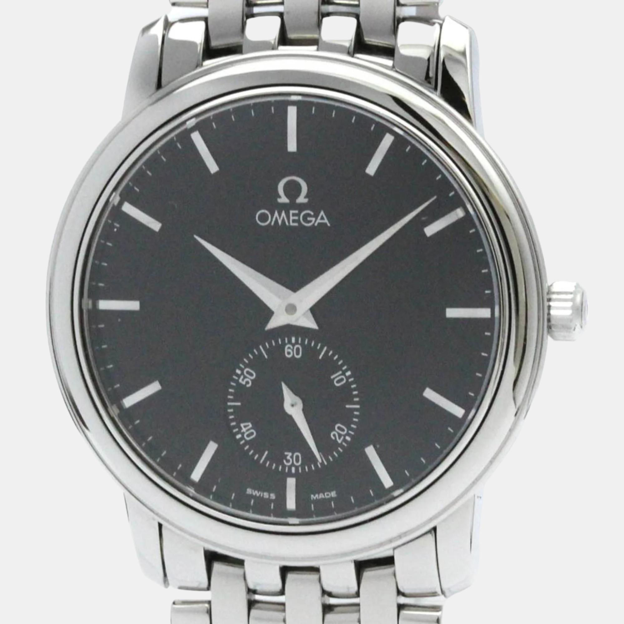 

Omega Black Stainless Steel De Ville 4520.51 Manual Winding Men's Wristwatch 34 mm
