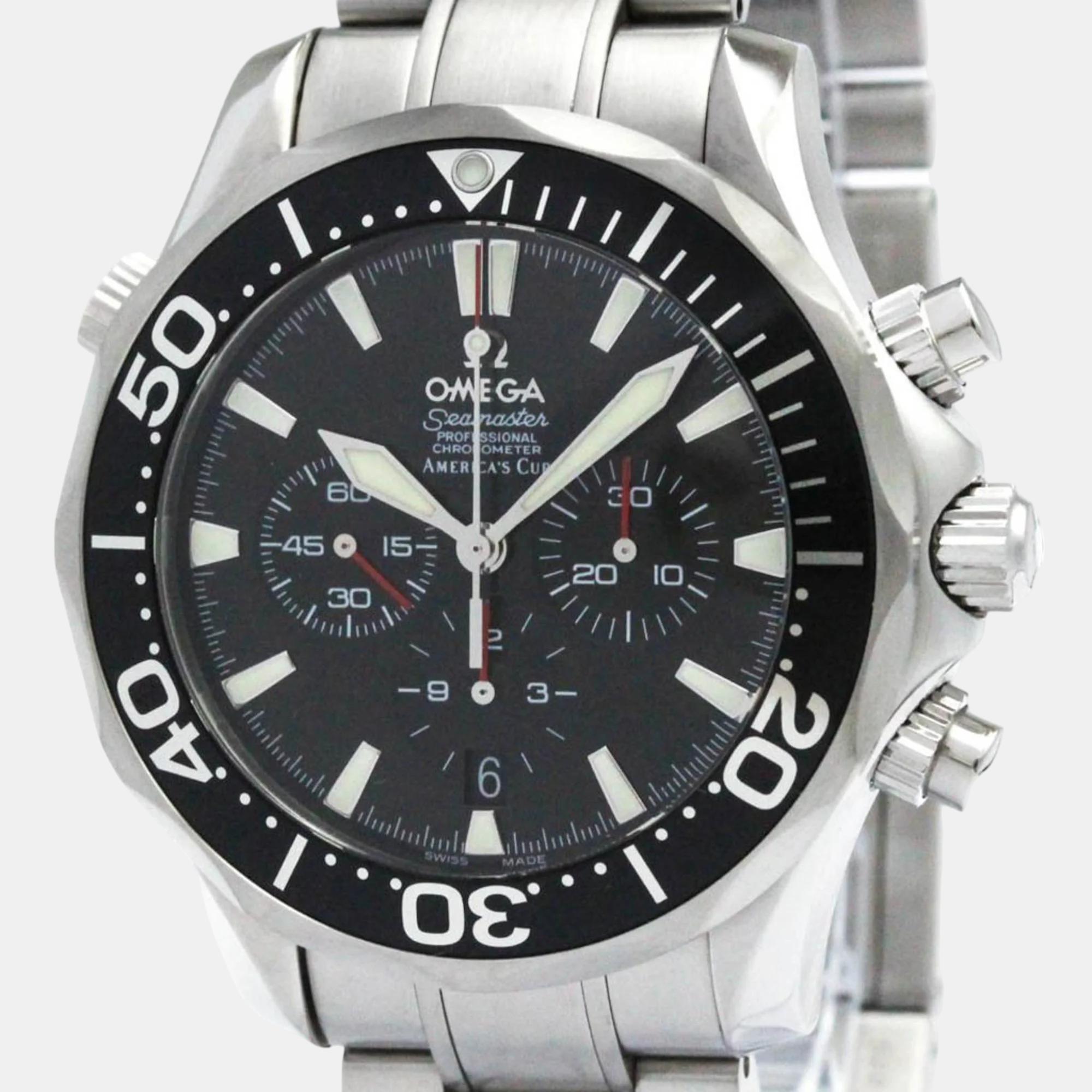 

Omega Black Stainless Steel Seamaster Automatic Men's Wristwatch 41 mm