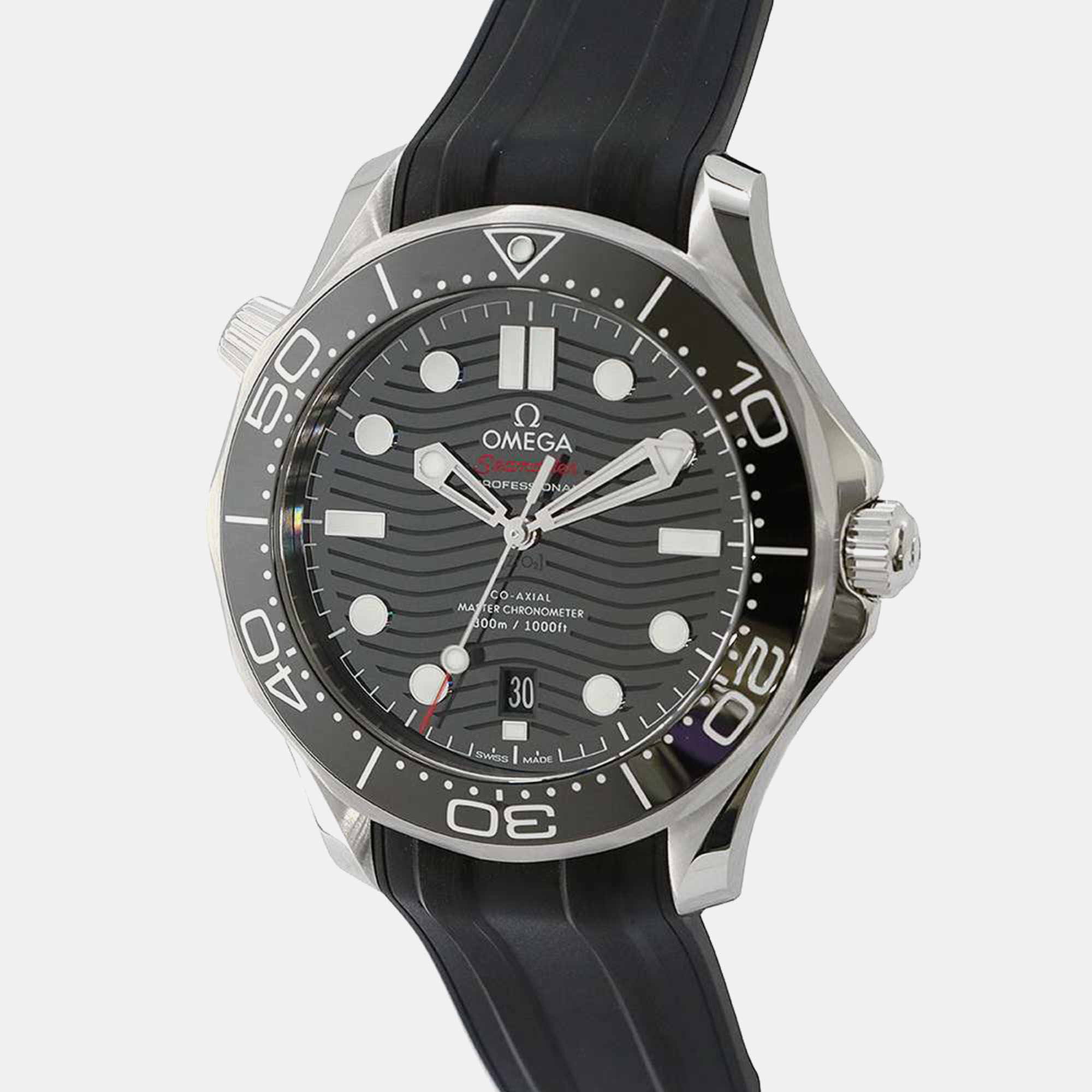 Pre-owned Omega Black Stainless Steel Seamaster 210.32.42.20.01.001 Automatic Men's Wristwatch 42 Mm