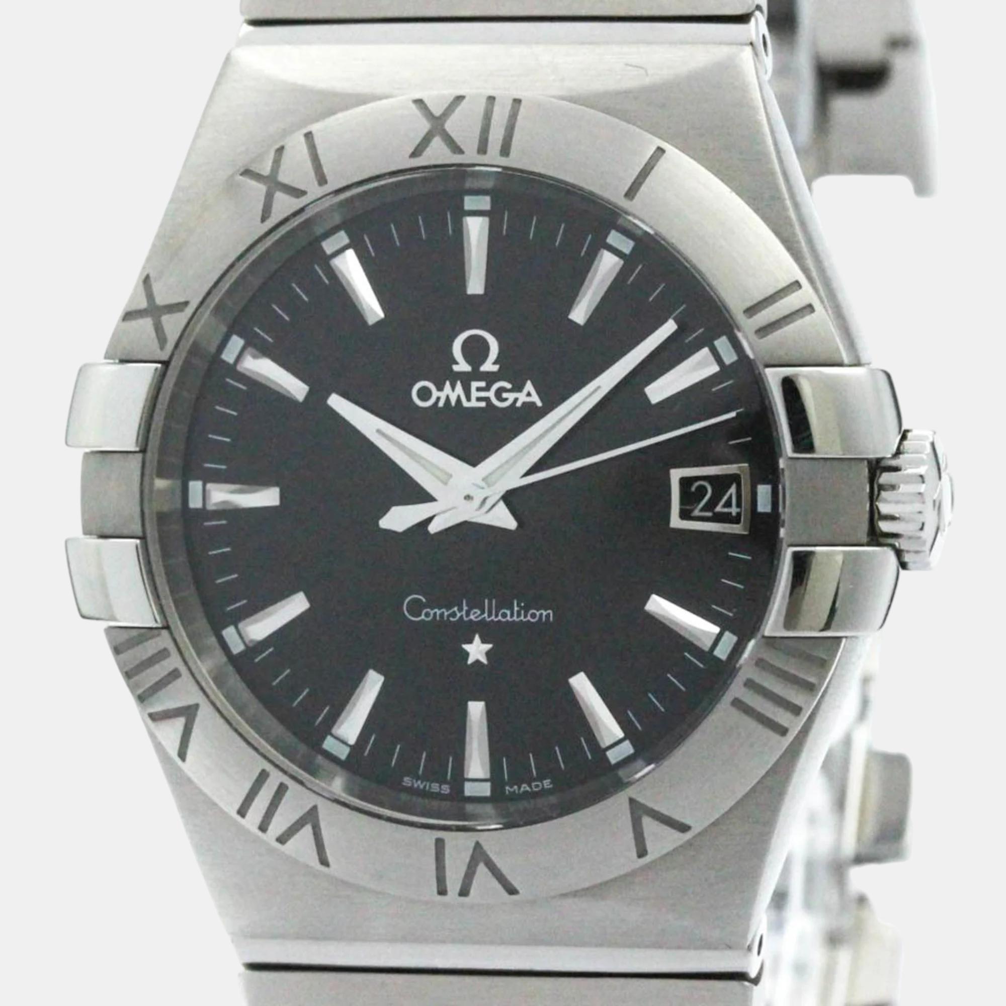 

Omega Black Stainless Steel Constellation 123.10.35.60.01.001 Quartz Men's Wristwatch 35 mm