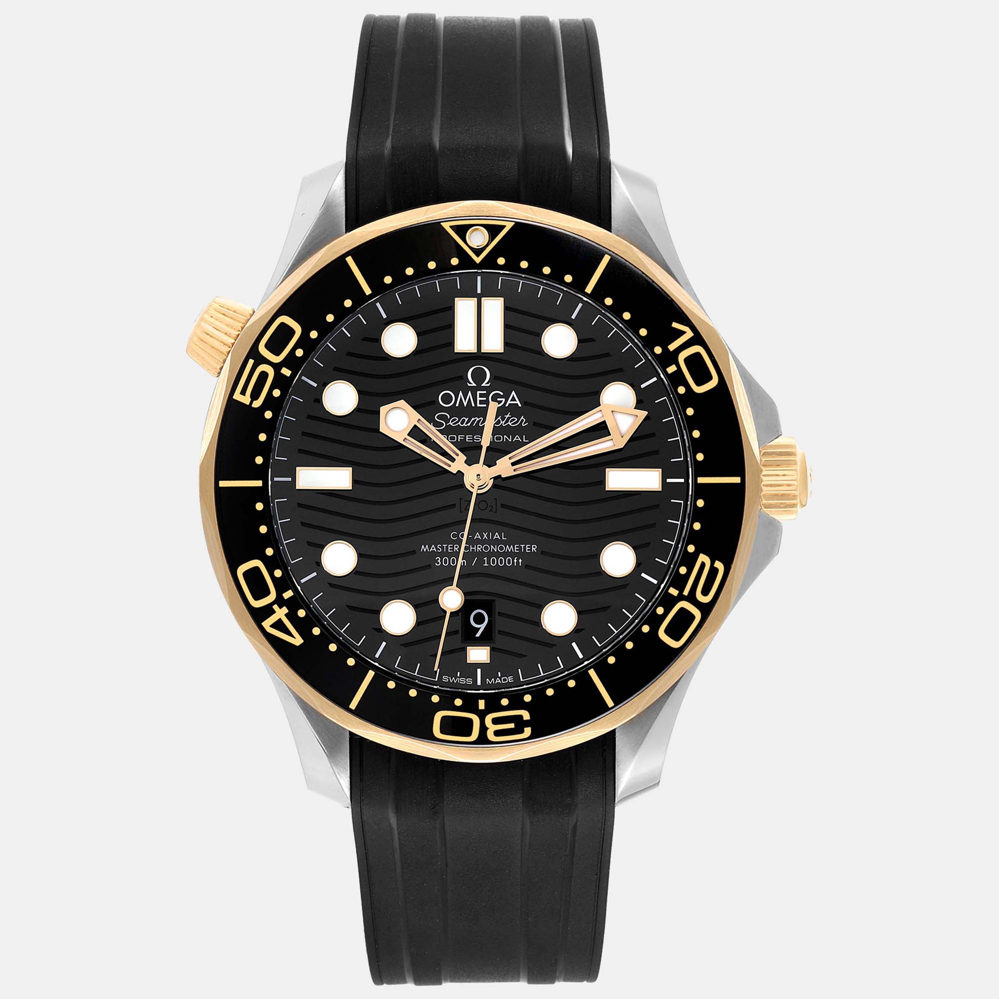 

Omega Black 18k Yellow Gold Stainless Steel Seamaster 210.22.42.20.01.001 Automatic Men's Wristwatch 42 mm