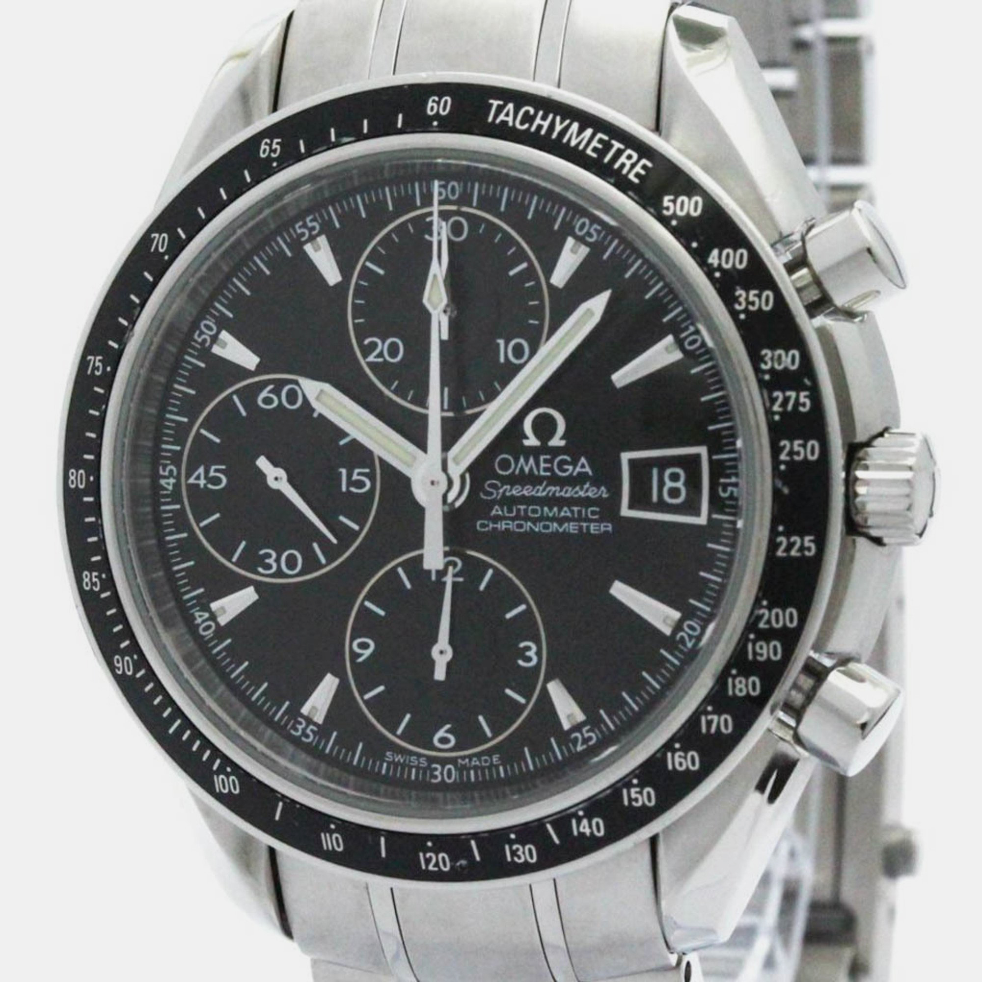 

Omega Black Stainless Steel Speedmaster Automatic Men's Wristwatch 39 mm