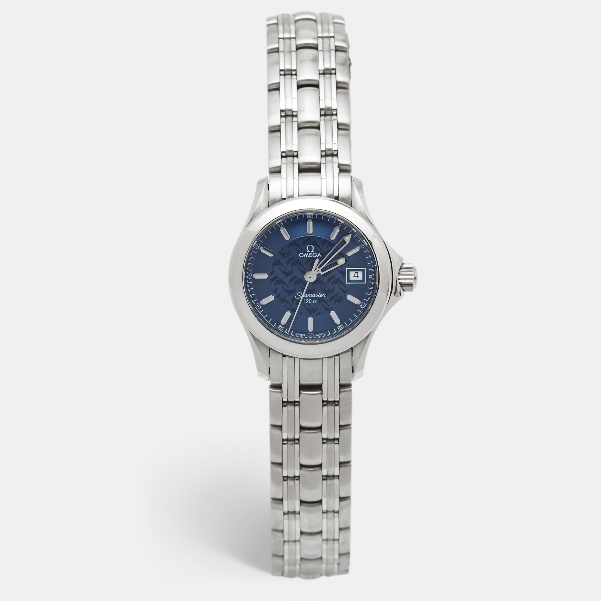 

Omega Blue Stainless Steel Seamaster Jacques Mayol, Silver