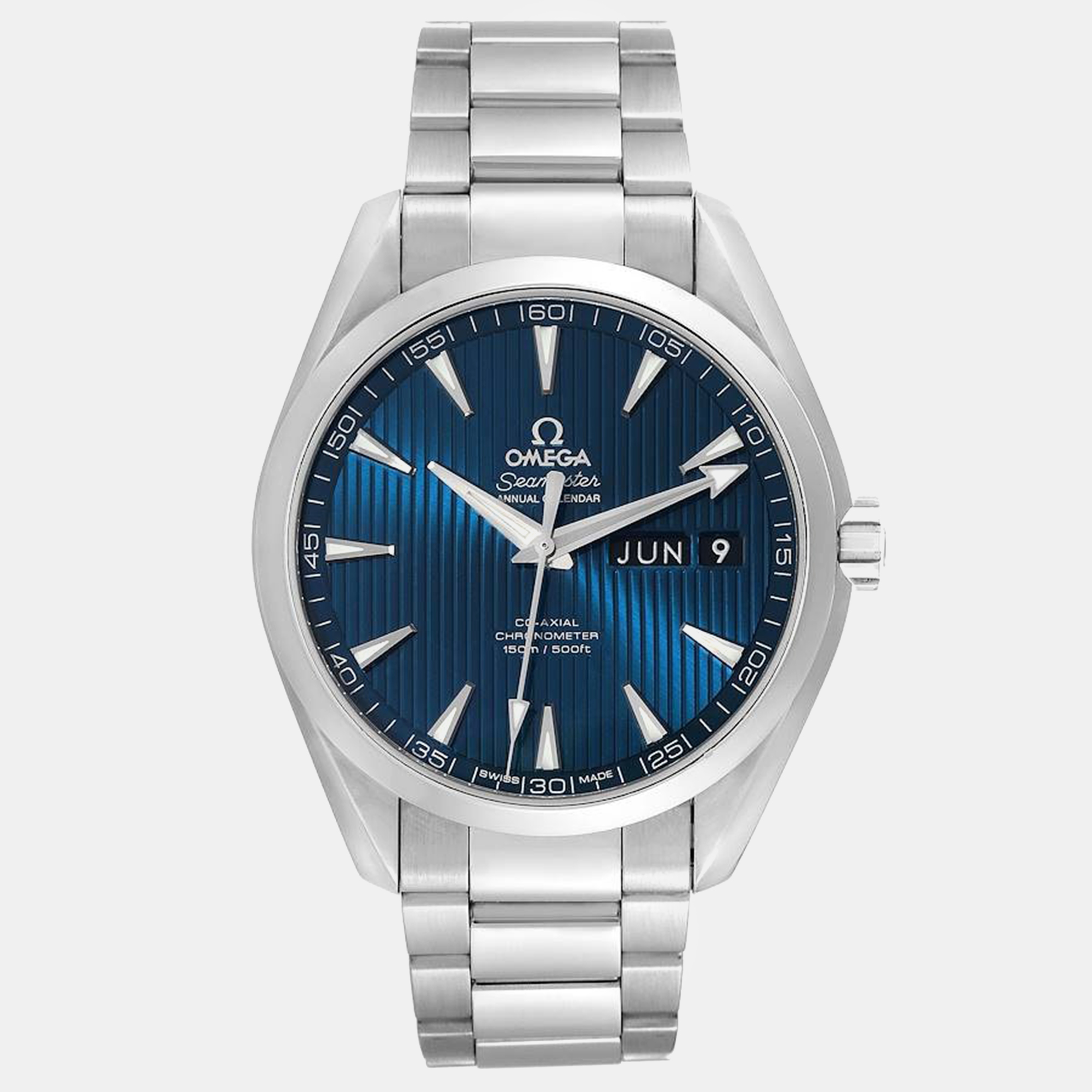 

Omega Blue Stainless Steel Seamaster Aqua Terra Automatic Men's Wristwatch 43 mm