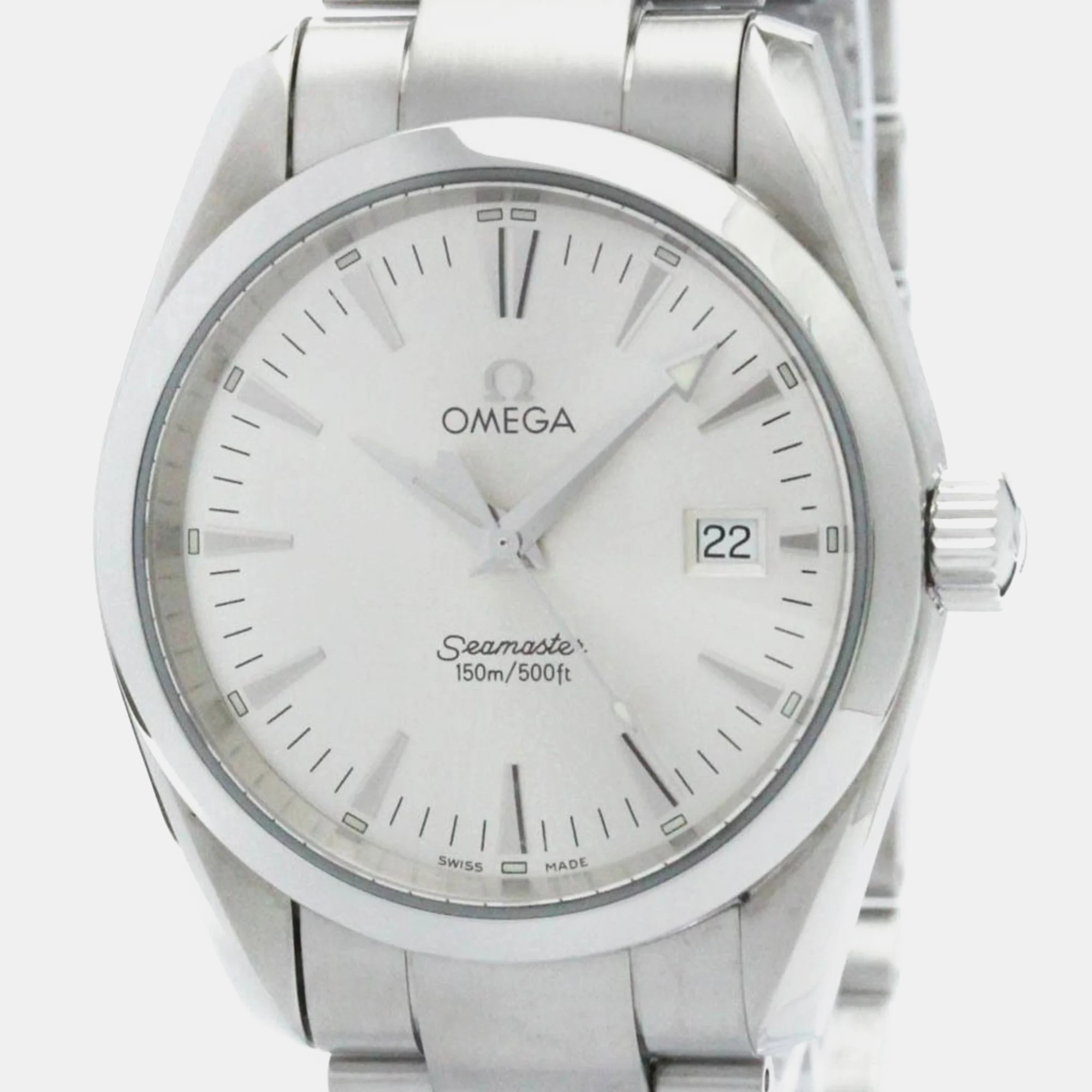 

Omega Silver Stainless Steel Seamaster Aqua Terra 2518.30 Quartz Men's Wristwatch 36 mm