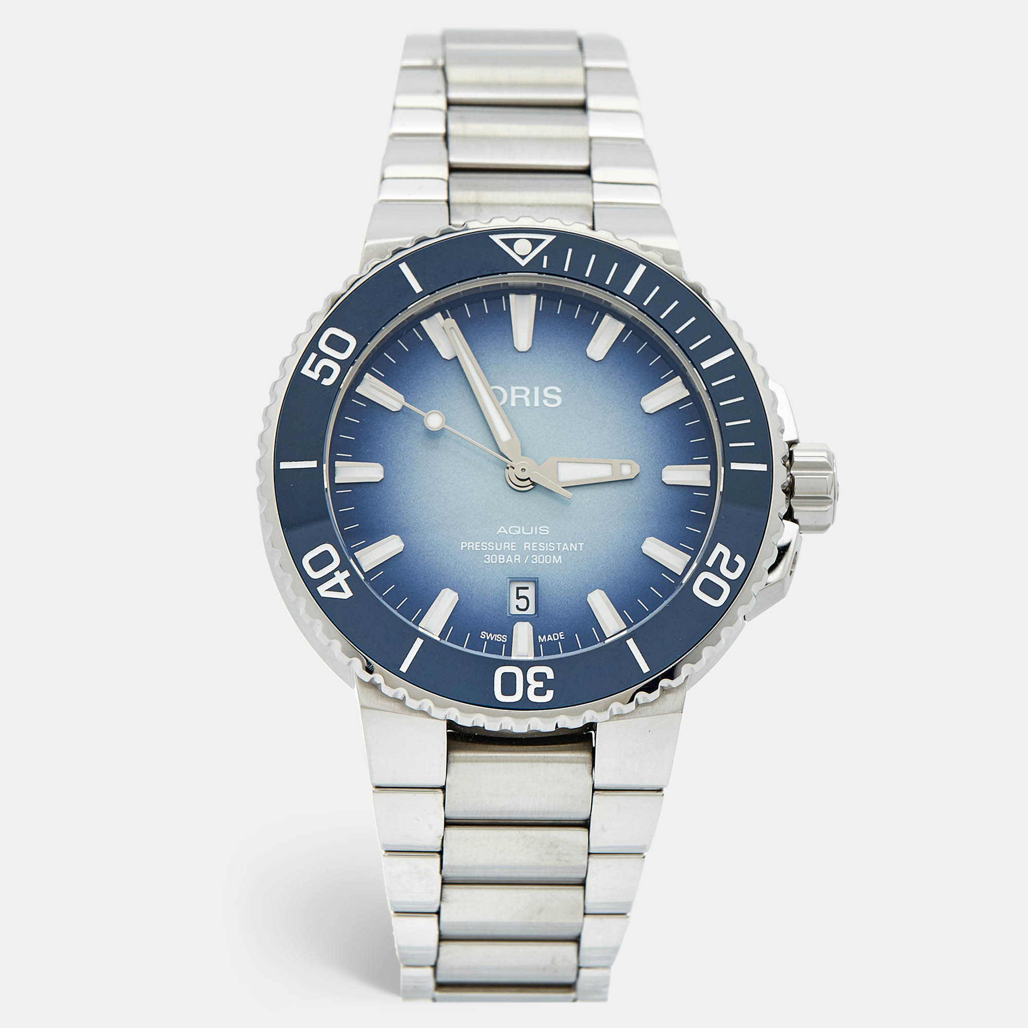 

Oris Blue Vignette Ceramic Stainless Steel Aquis Lake Baikal Limited Edition, Silver