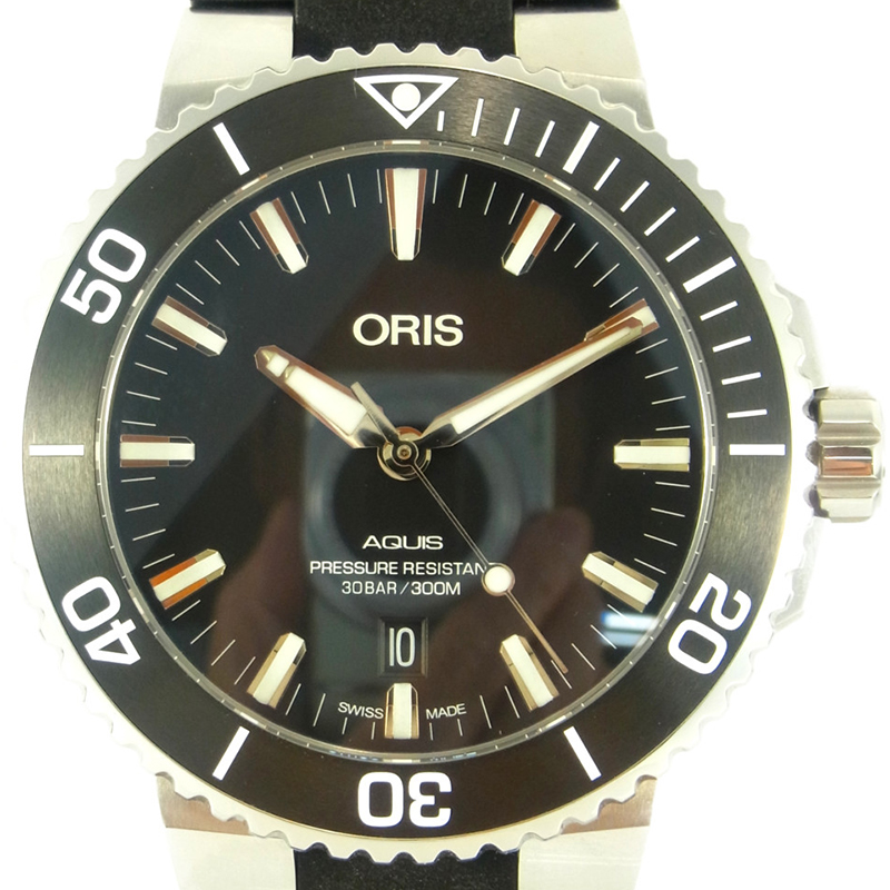 

Oris Black Stainless Steel and Rubber Aquis