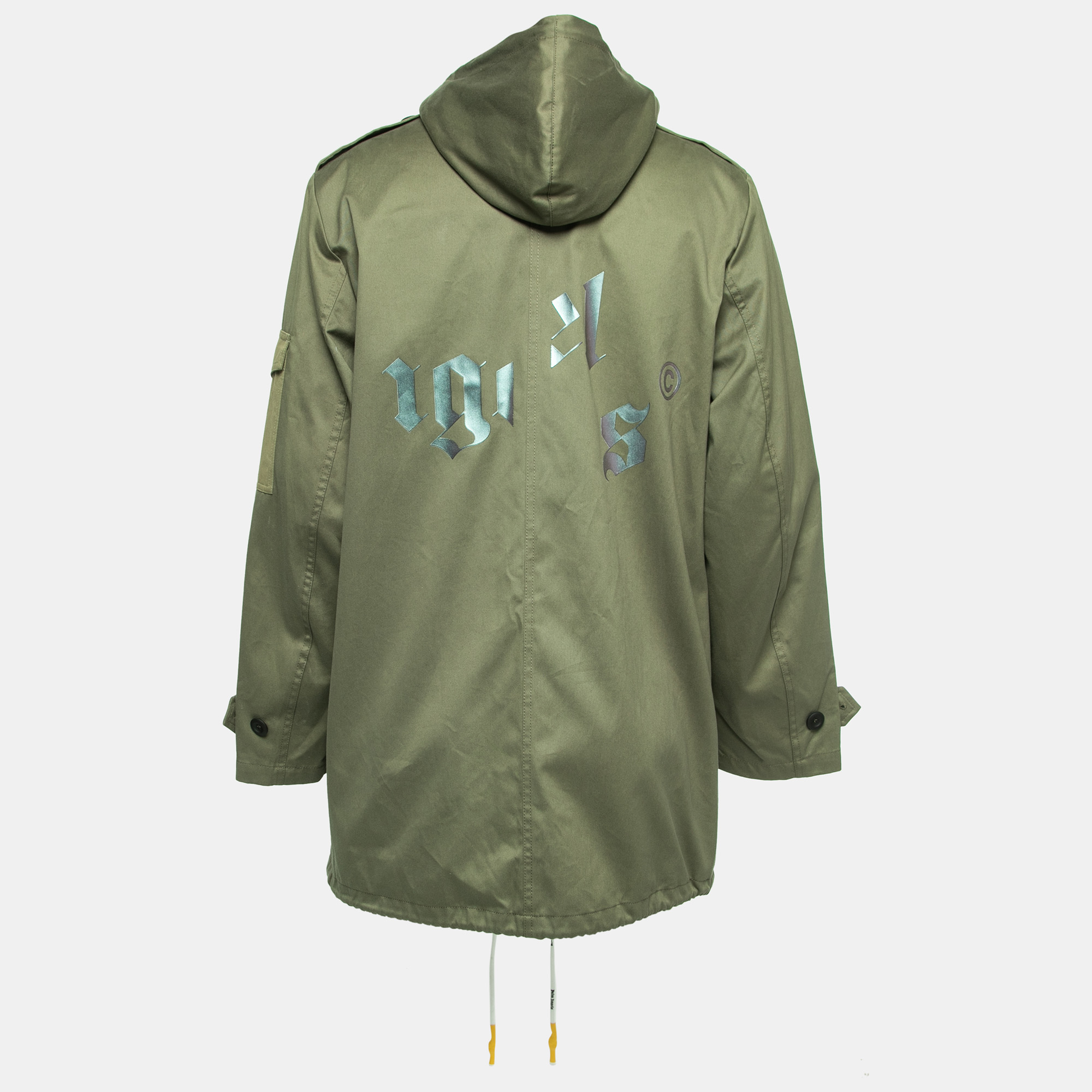

Palm Angels Green Cotton Hooded Military Parka