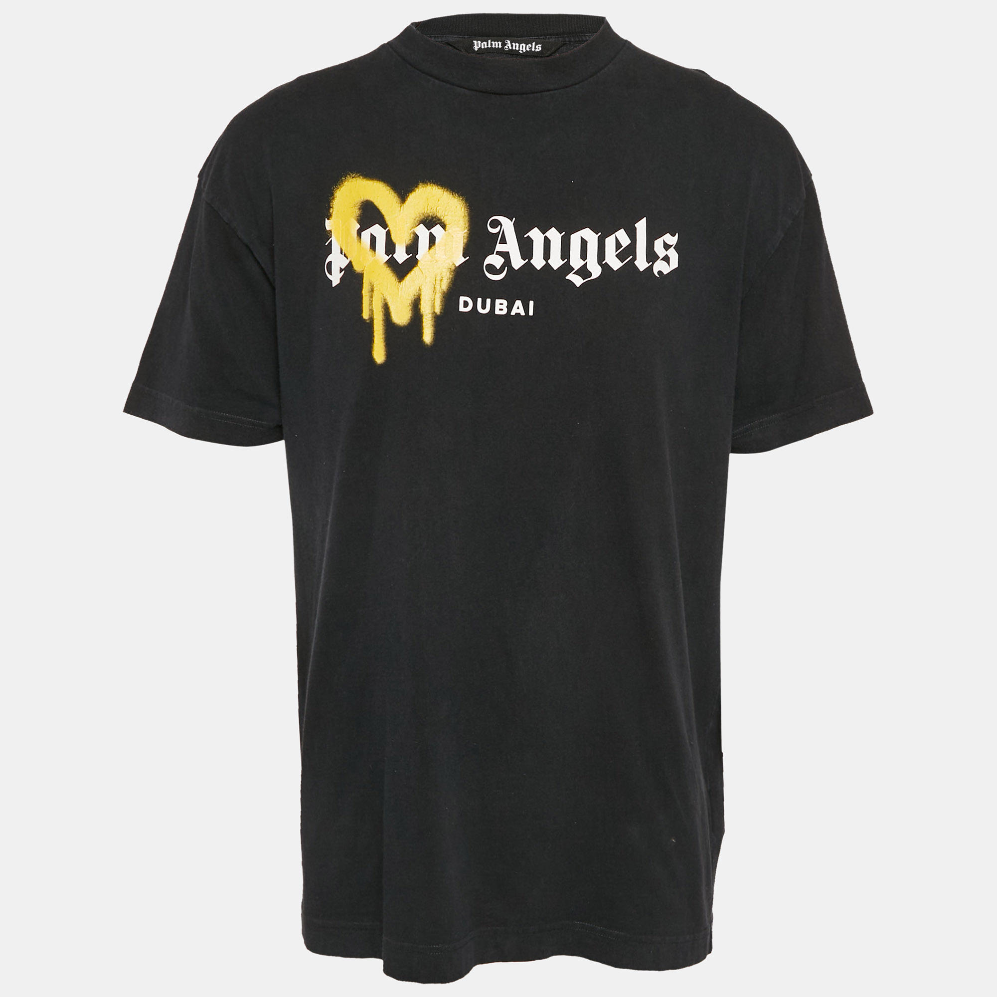 

Palm Angels Black Heart Spray Paint Logo Print Jersey T-Shirt XL