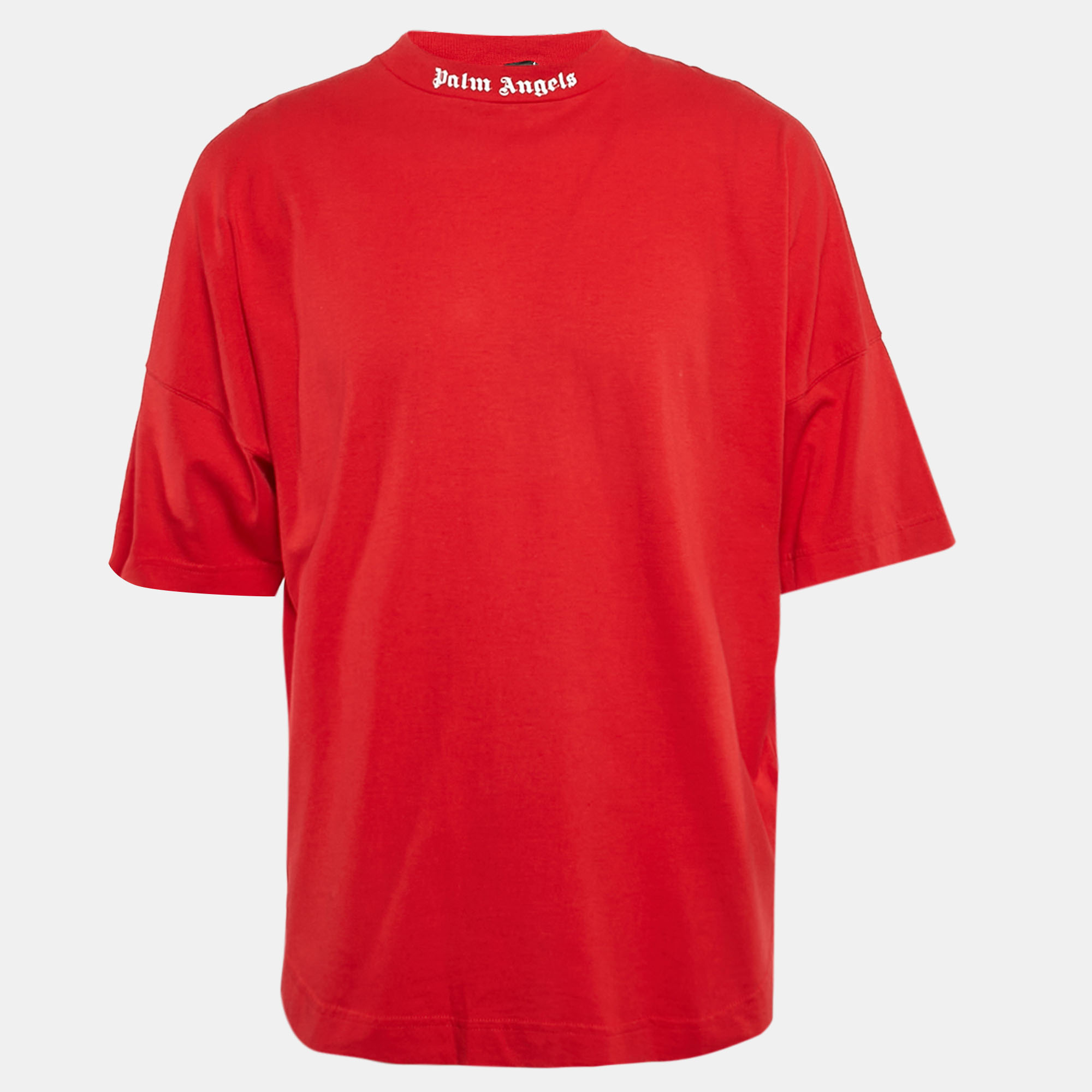 

Palm Angels Red Logo Print Jersey Crew Neck T-Shirt S