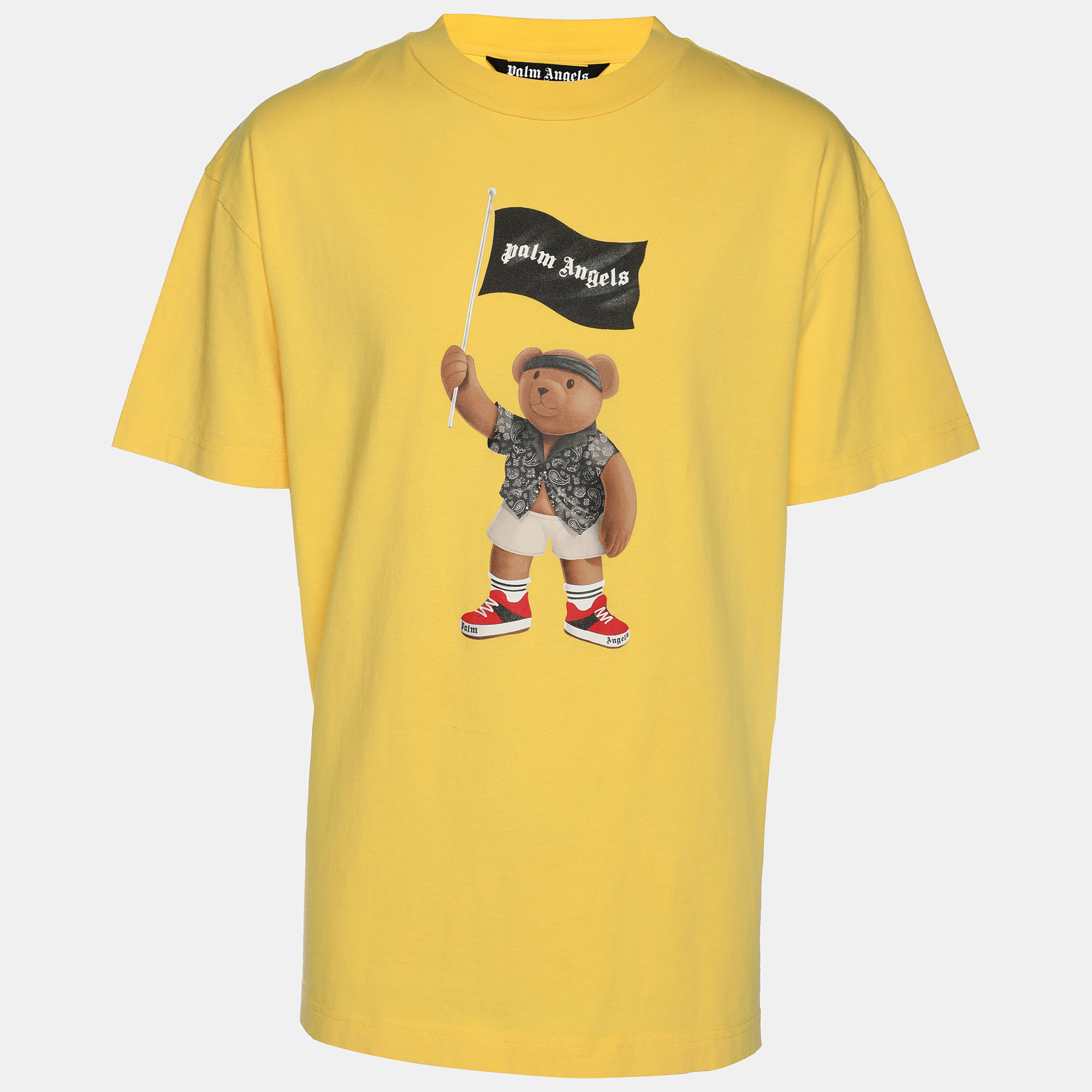 

Palm Angels Yellow Teddy Print Cotton Crewneck T-Shirt S
