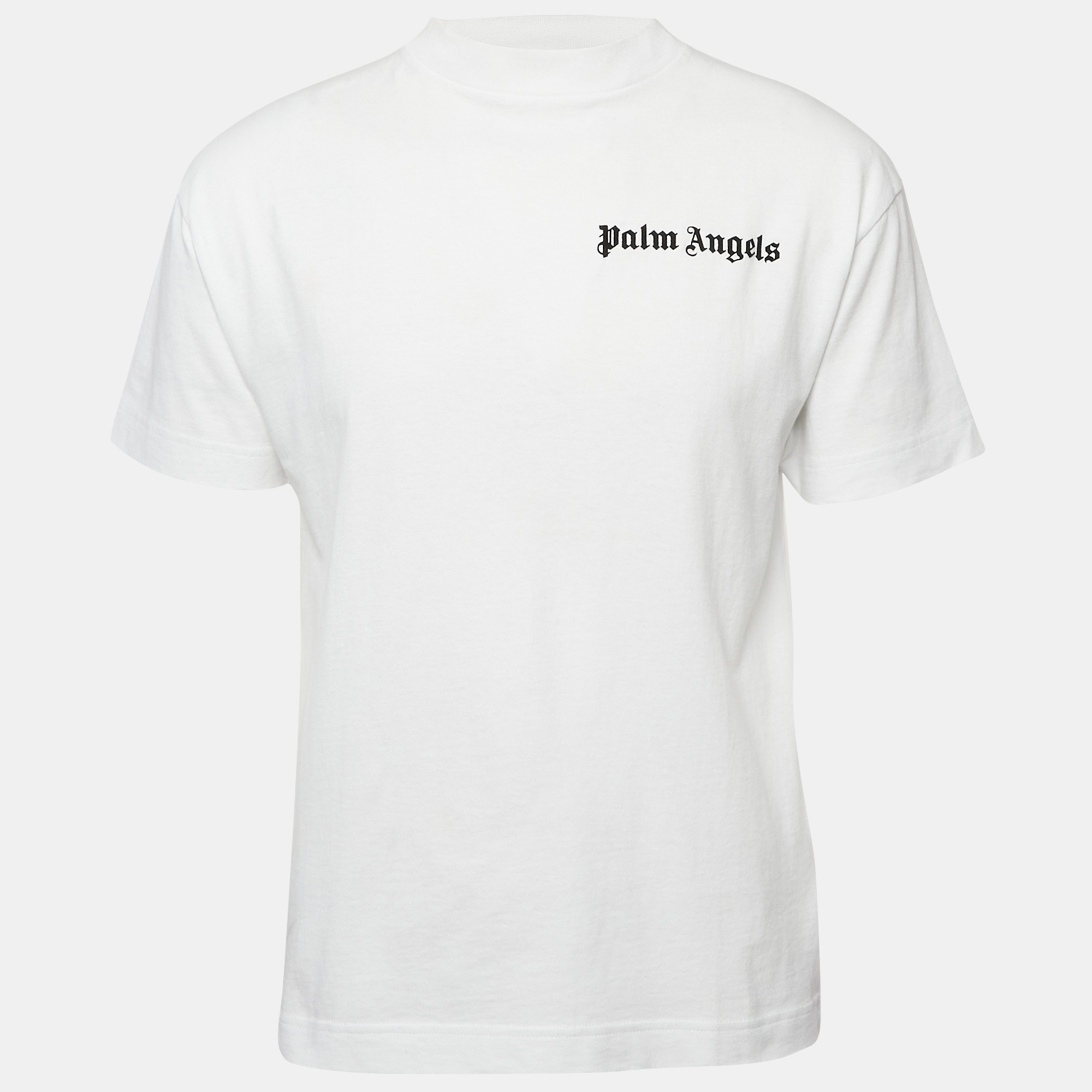 

Palm Angels White Logo Print Cotton Oversized T-shirt XS