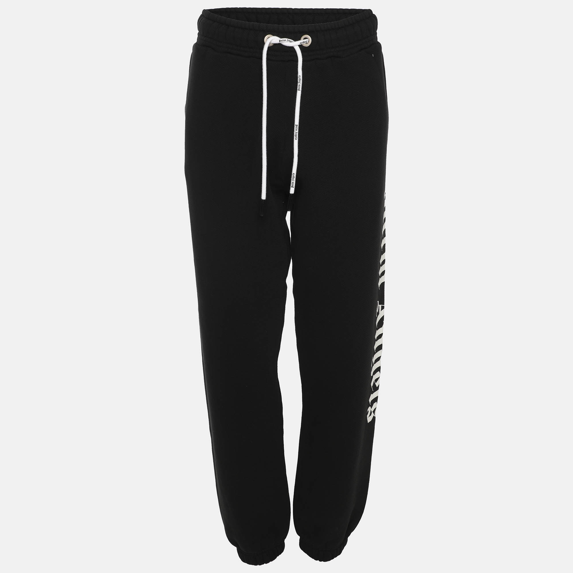 

Palm Angels Black Graphic Print Jersey Jogger Pants S
