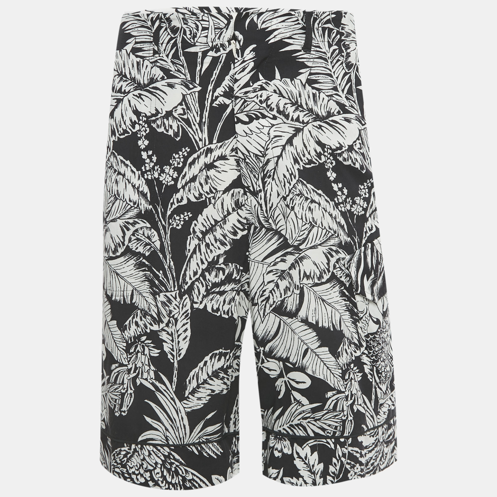 

Palm Angels Black Parrots Print Crepe Shorts S