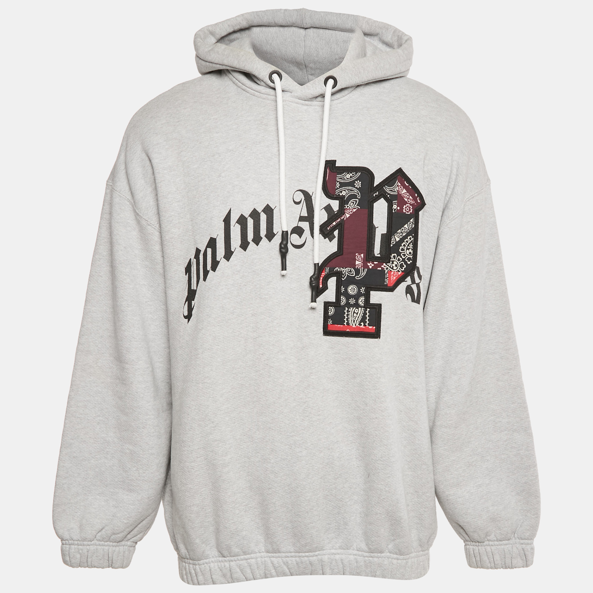

Palm Angels Grey Logo Print Cotton Hoodie XL