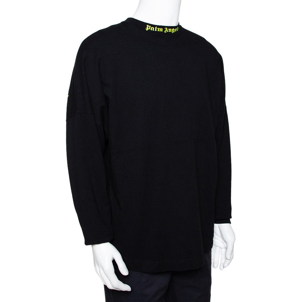 

Palm Angels Black Logo Print Cotton Long Sleeve T-Shirt