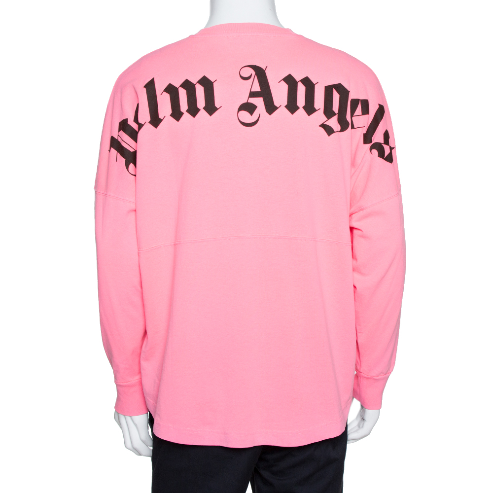 Palm Angels Neon Pink Logo Print Cotton Long Sleeve T-Shirt M Palm ...