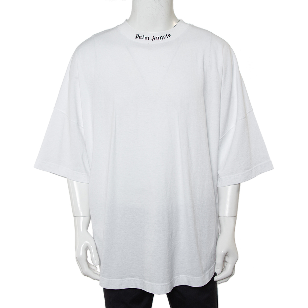 Pre-owned Palm Angels White Cotton Classic Logo Oversized T-shirt Xxl