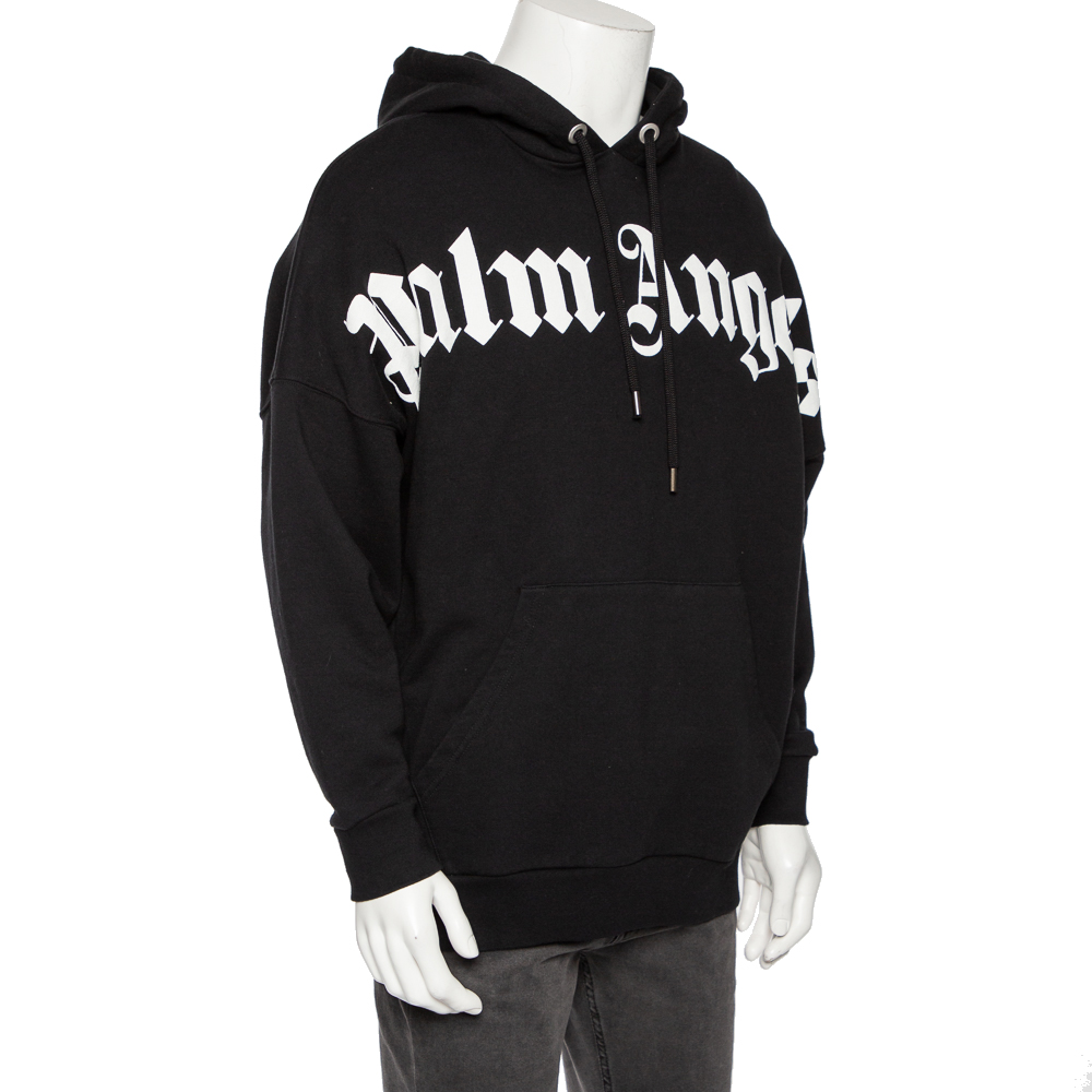 

Palm Angels Black Cotton Logo Printed Hoodie