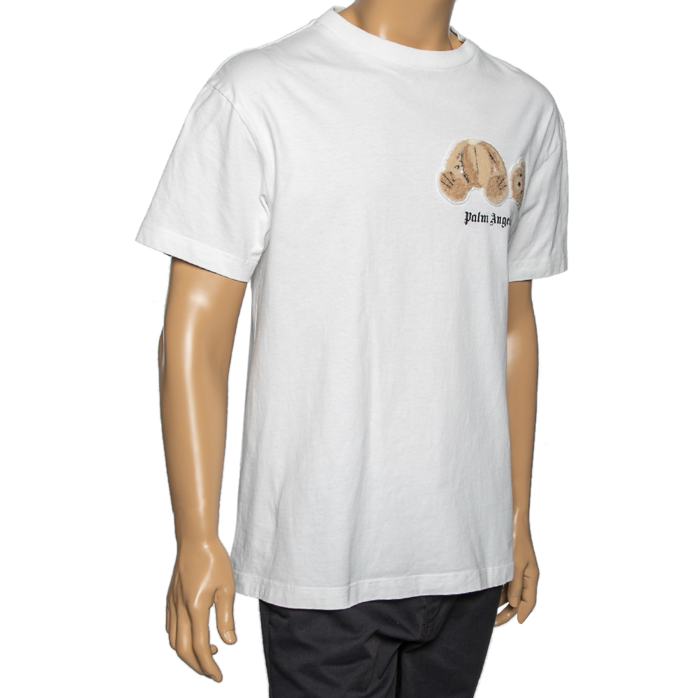 

Palm Angels White Cotton Ice Bear Appliqued Crewneck T-Shirt