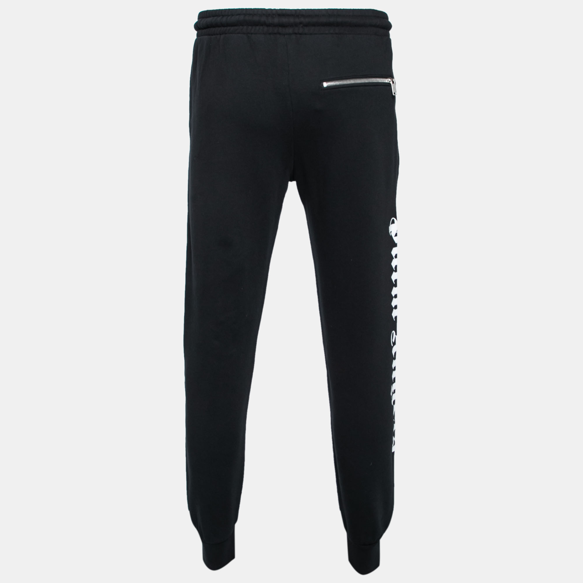 

Palm Angels Black Cotton Knit Logo Printed Sweatpants
