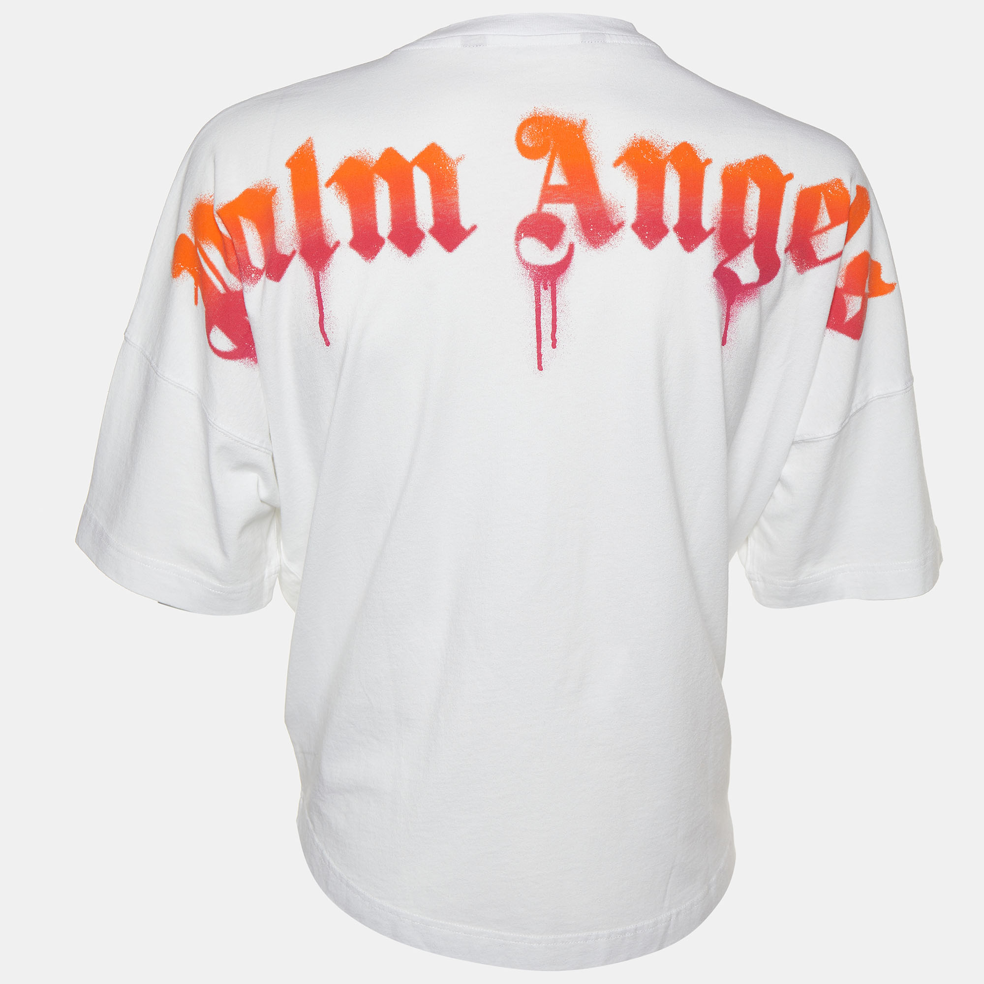 

Palm Angels White Spray-effect Logo printed Cotton Oversized T-Shirt