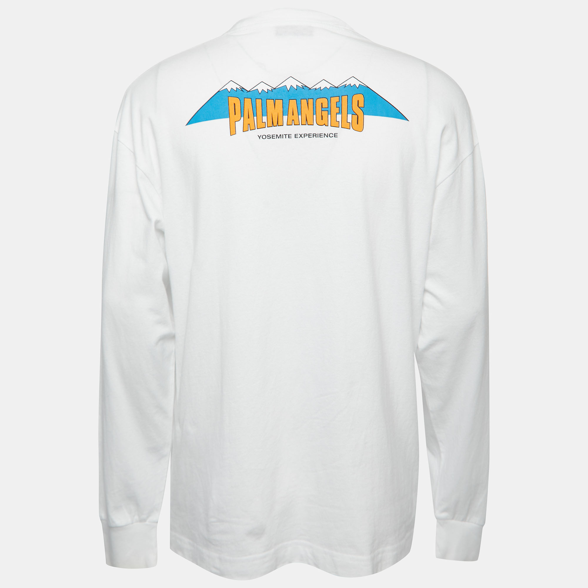 

Palm Angels White Printed Cotton Crew Neck Full Sleeve T-shirt